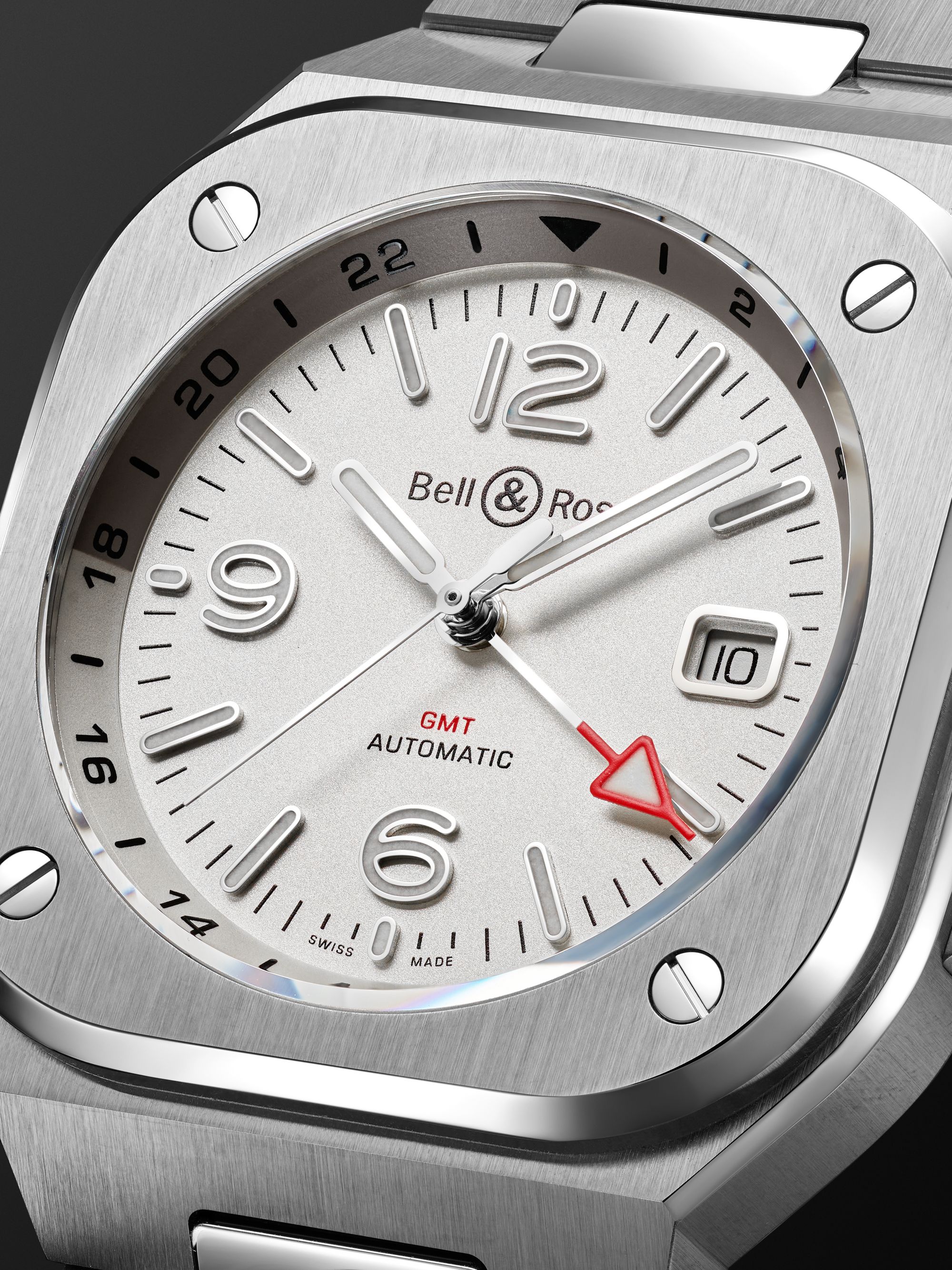 BELL & ROSS BR 05 GMT Automatic 41mm Stainless Steel Watch, Ref. No. BR05G-SI-ST/SST