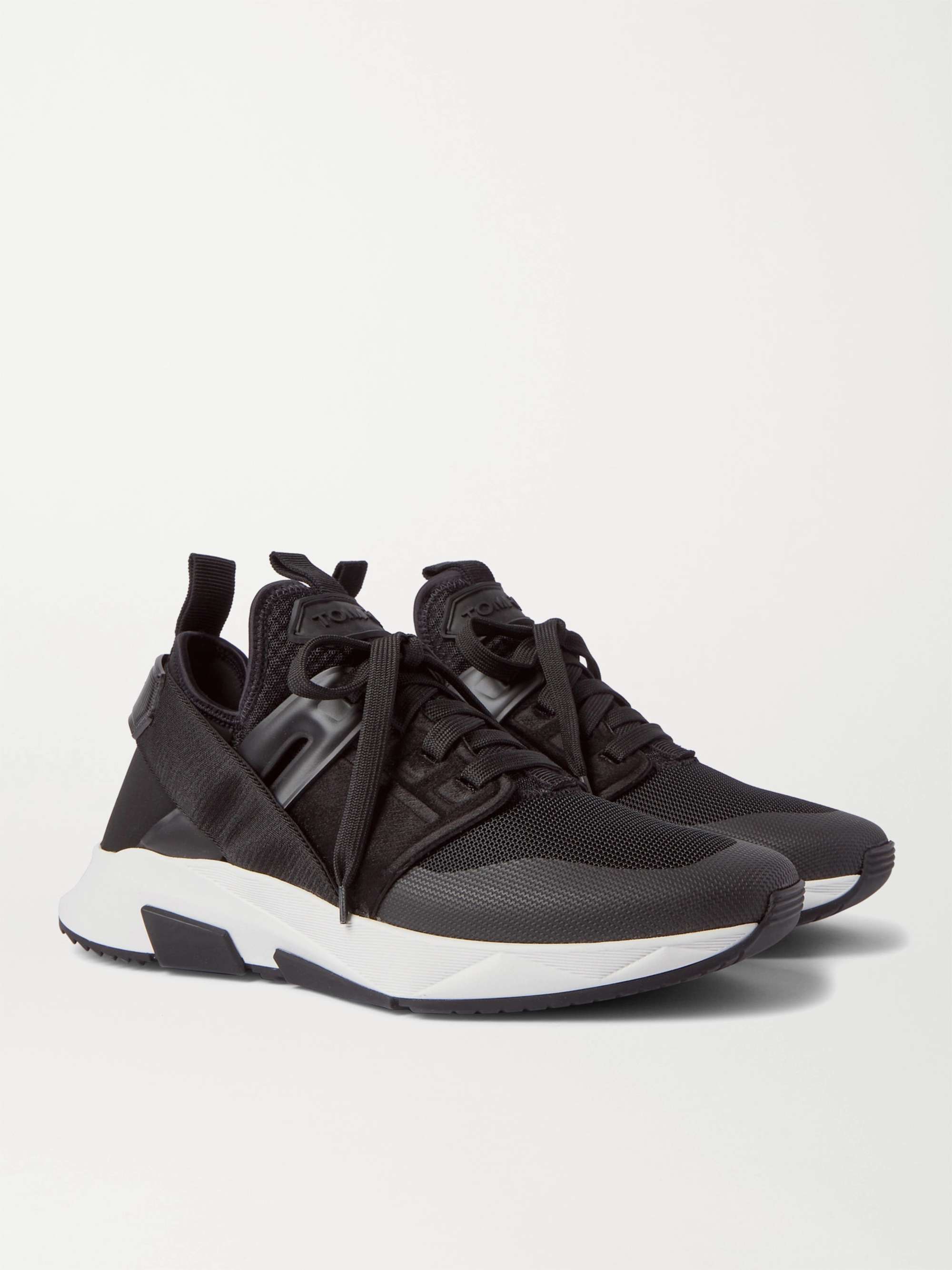 TOM FORD Jago Neoprene, Suede and Leather Sneakers