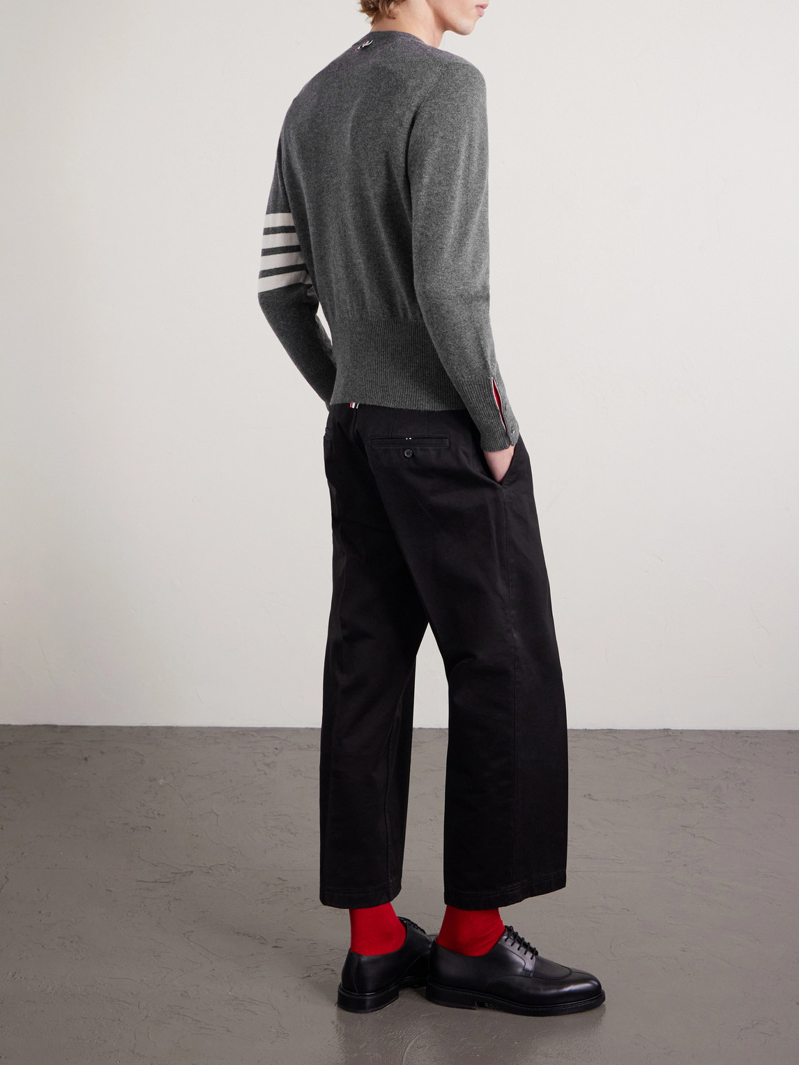 Slim-Fit Striped Grosgrain-Trimmed Cashmere Sweater