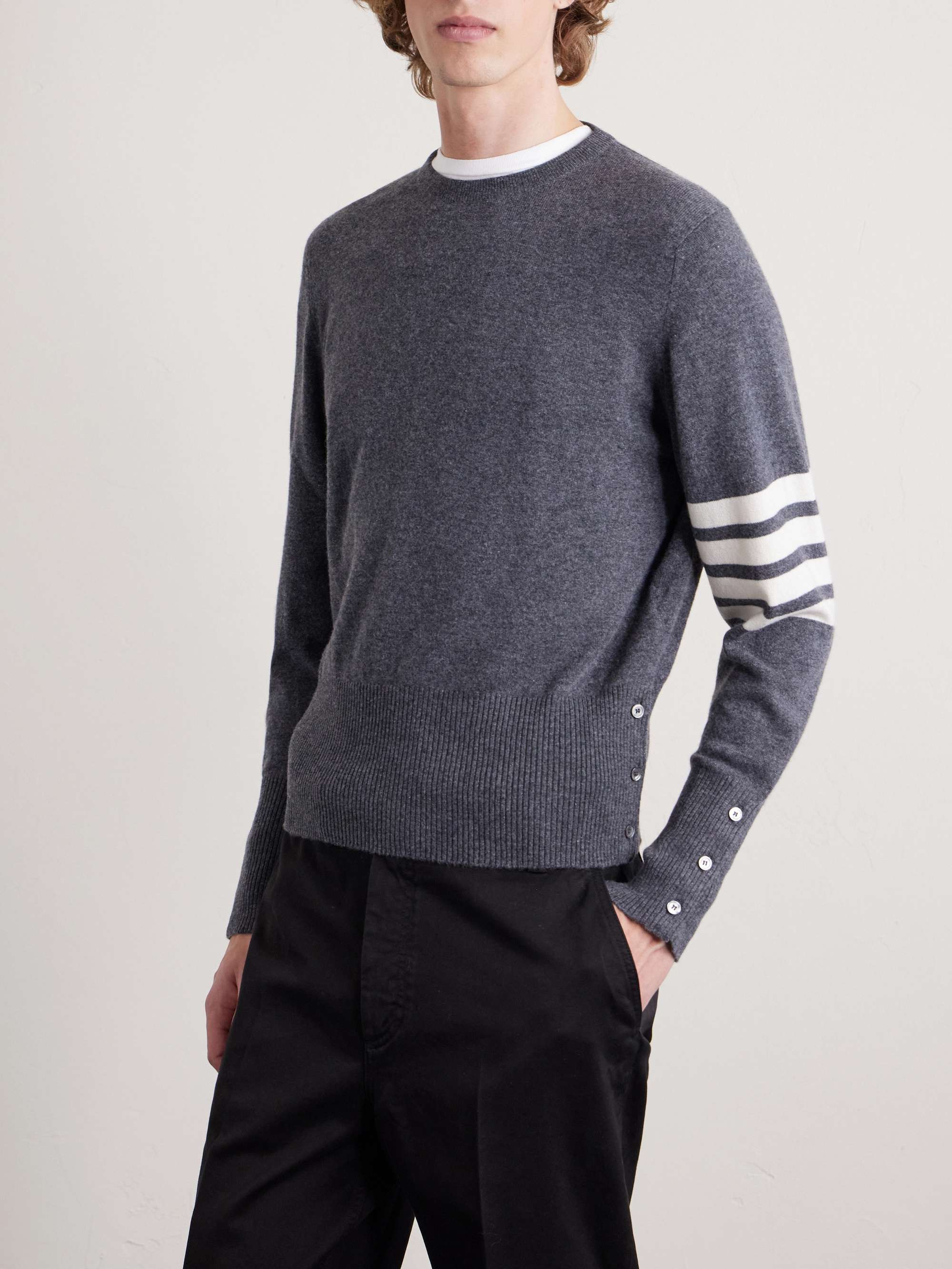 THOM BROWNE Slim-Fit Striped Cashmere Sweater