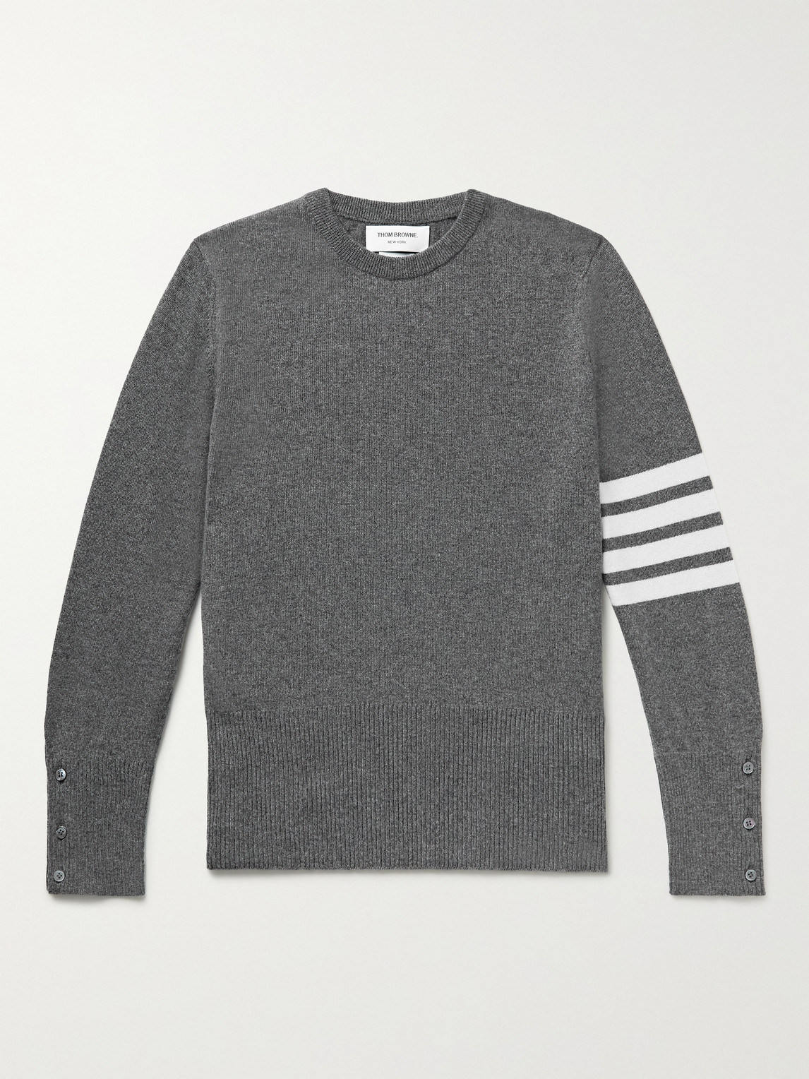 Thom Browne Slim-Fit Striped Grosgrain-Trimmed Cashmere Sweater - Men