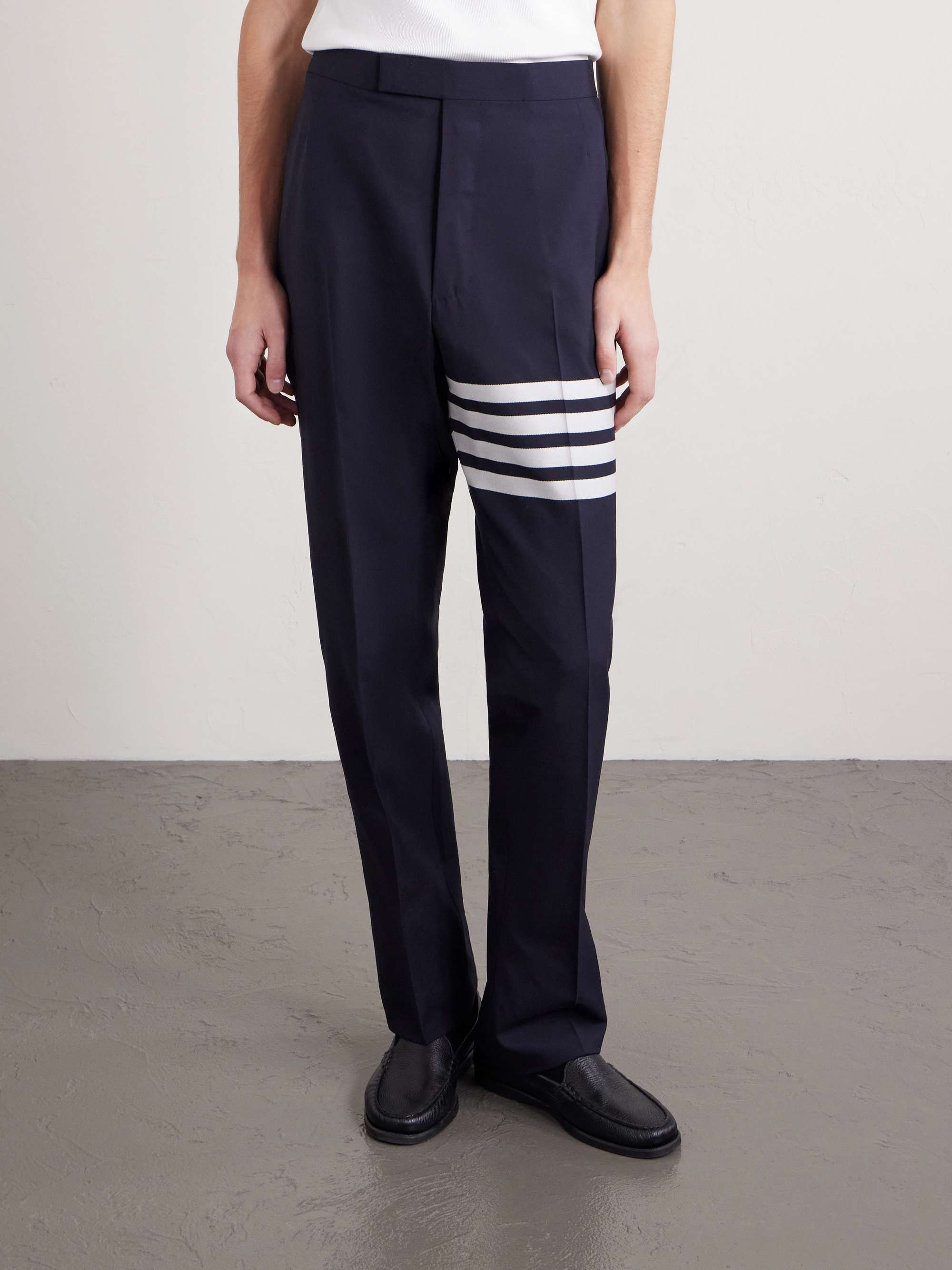 THOM BROWNE Slim-Fit Tapered Striped Wool Suit Trousers