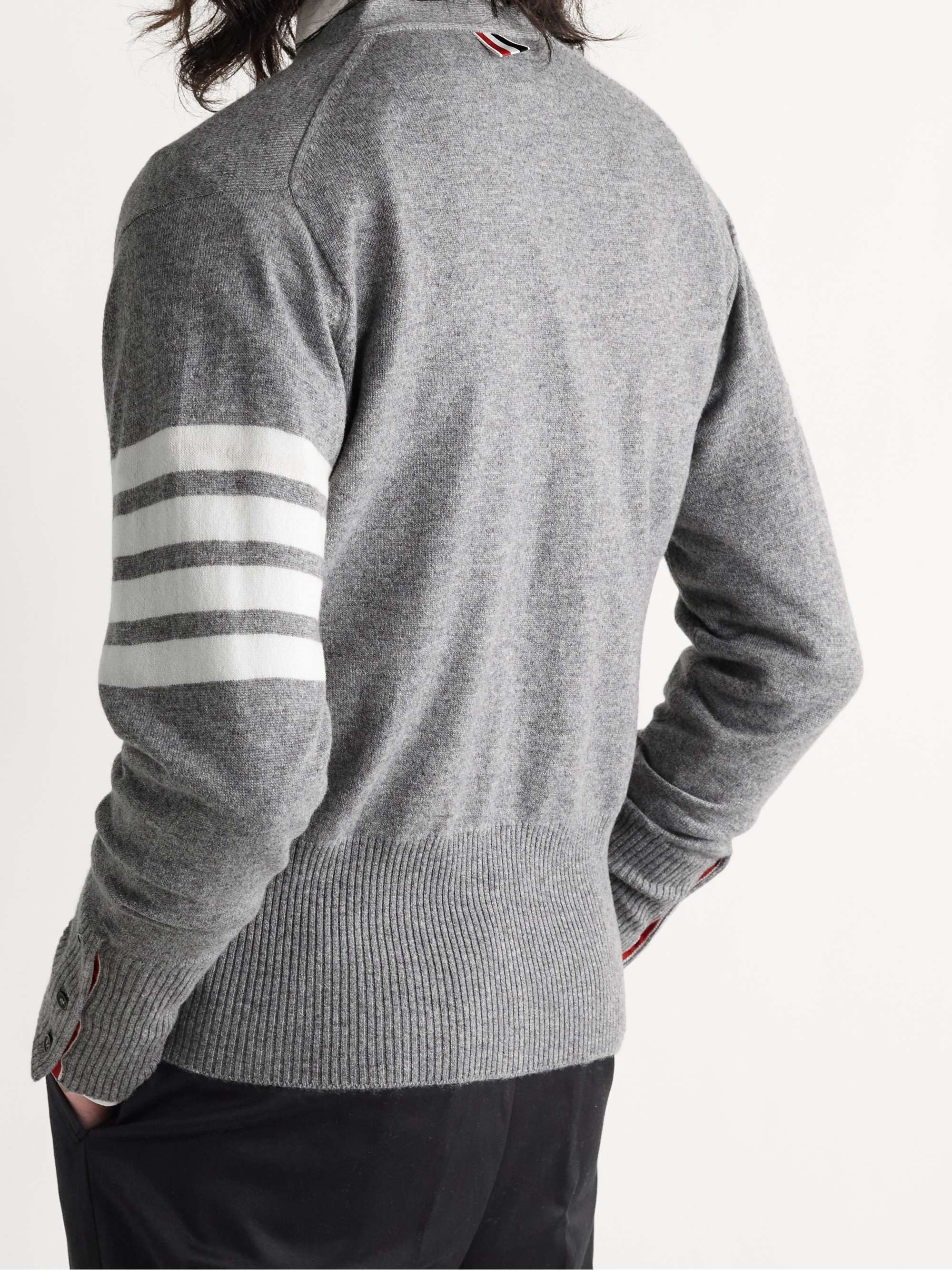 THOM BROWNE Slim-Fit Striped Cashmere Cardigan