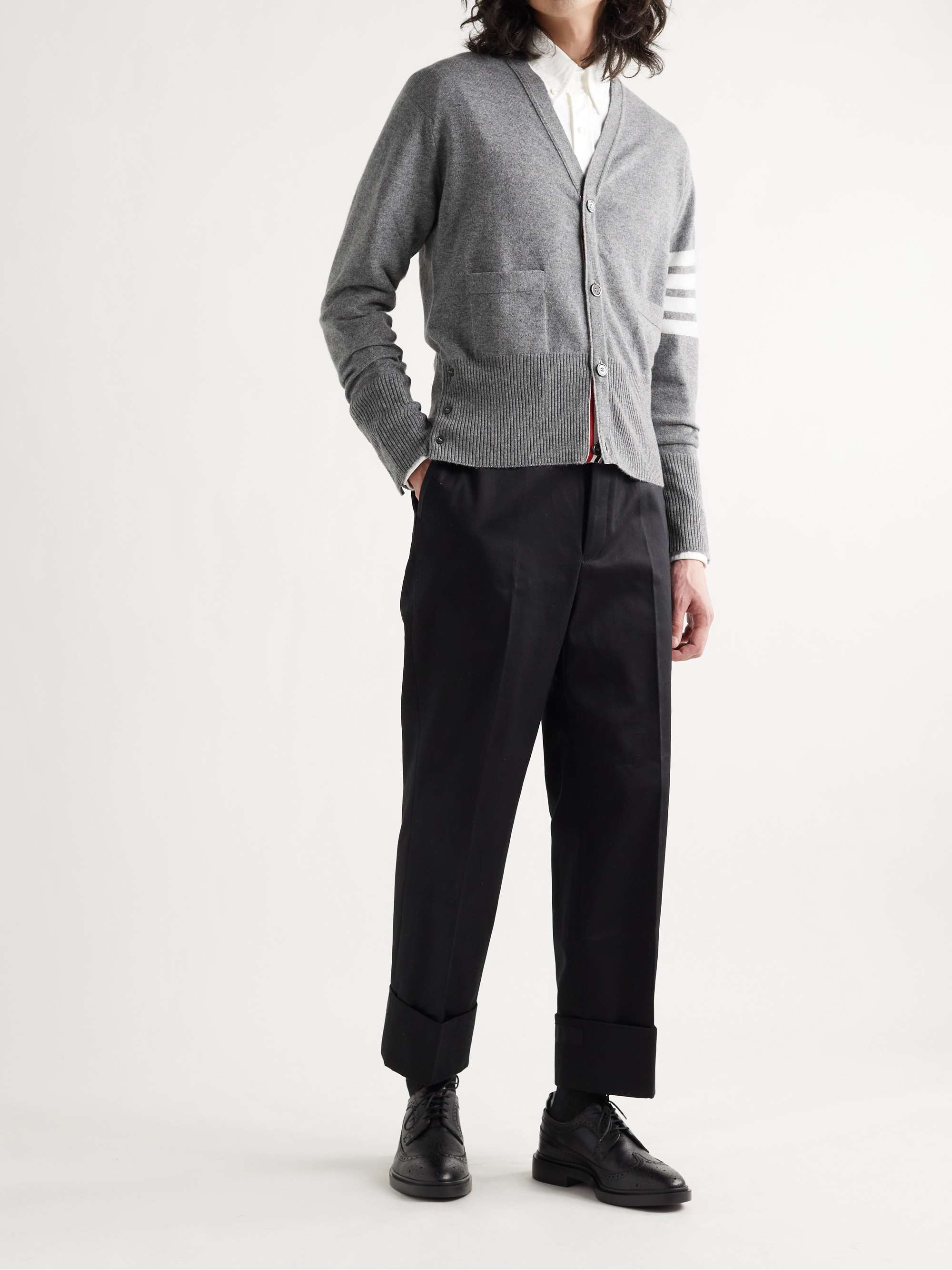 THOM BROWNE Slim-Fit Striped Cashmere Cardigan