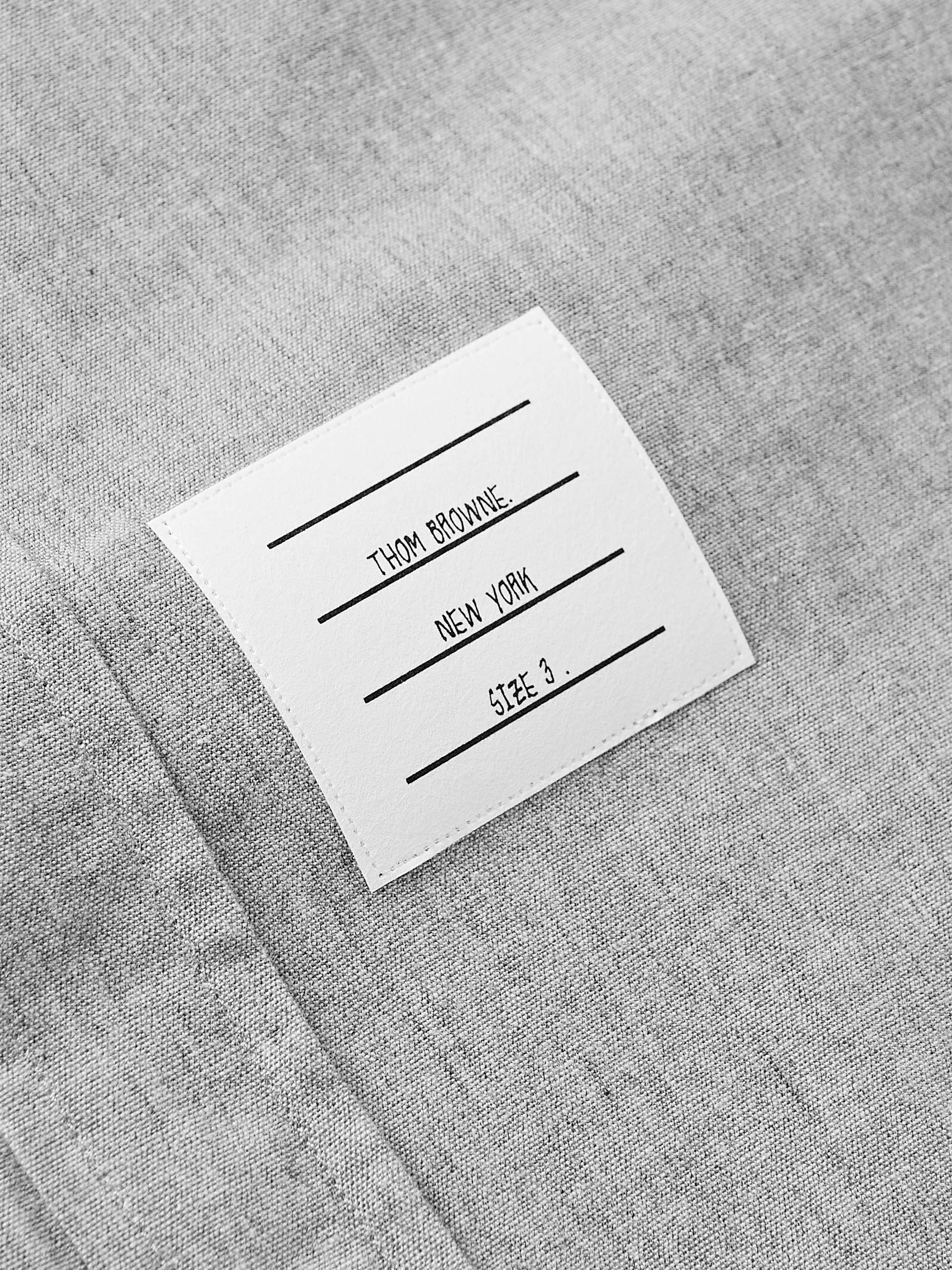 THOM BROWNE Button-Down Collar Striped Cotton-Chambray Shirt