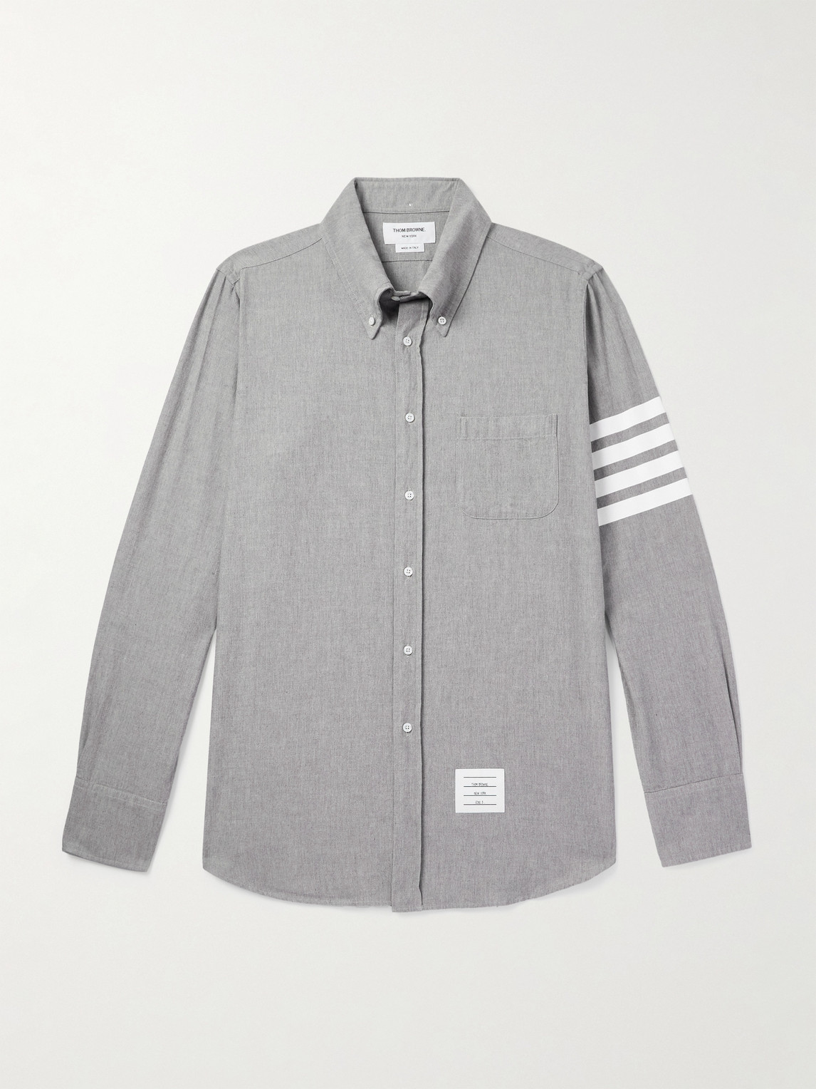 Thom Browne Button-Down Collar Striped Cotton-Chambray Shirt - Men