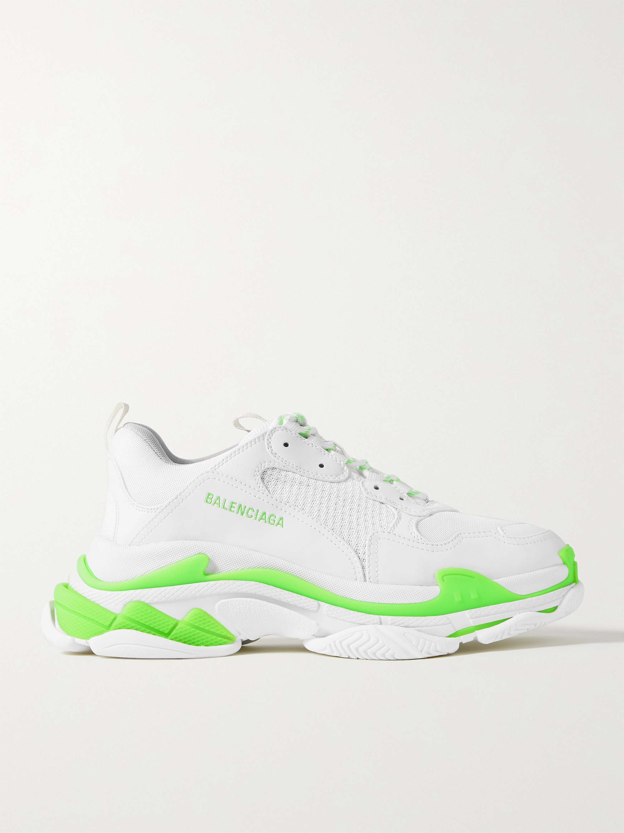 Escuchando Reverberación Acompañar BALENCIAGA Triple S Mesh and Faux Leather Sneakers | MR PORTER