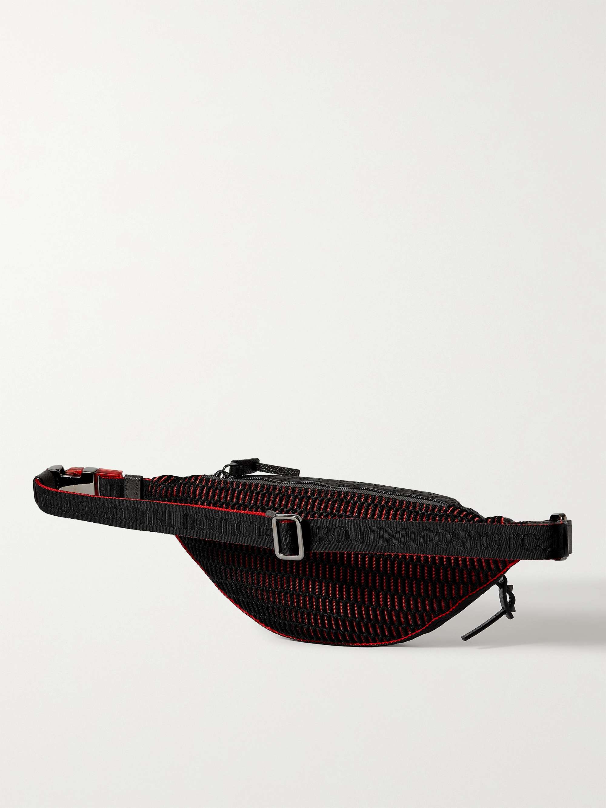 CHRISTIAN LOUBOUTIN Leather-Trimmed Logo-Jacquard Coated-Canvas Belt Bag