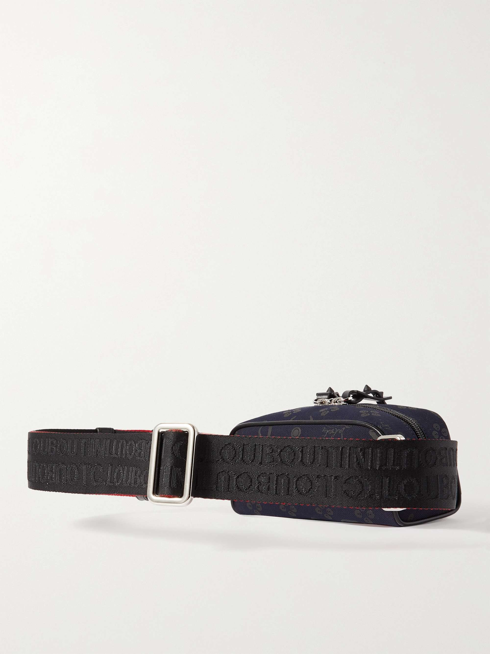 CHRISTIAN LOUBOUTIN Blaster Leather and Rubber-Trimmed Cotton-Canvas Belt Bag