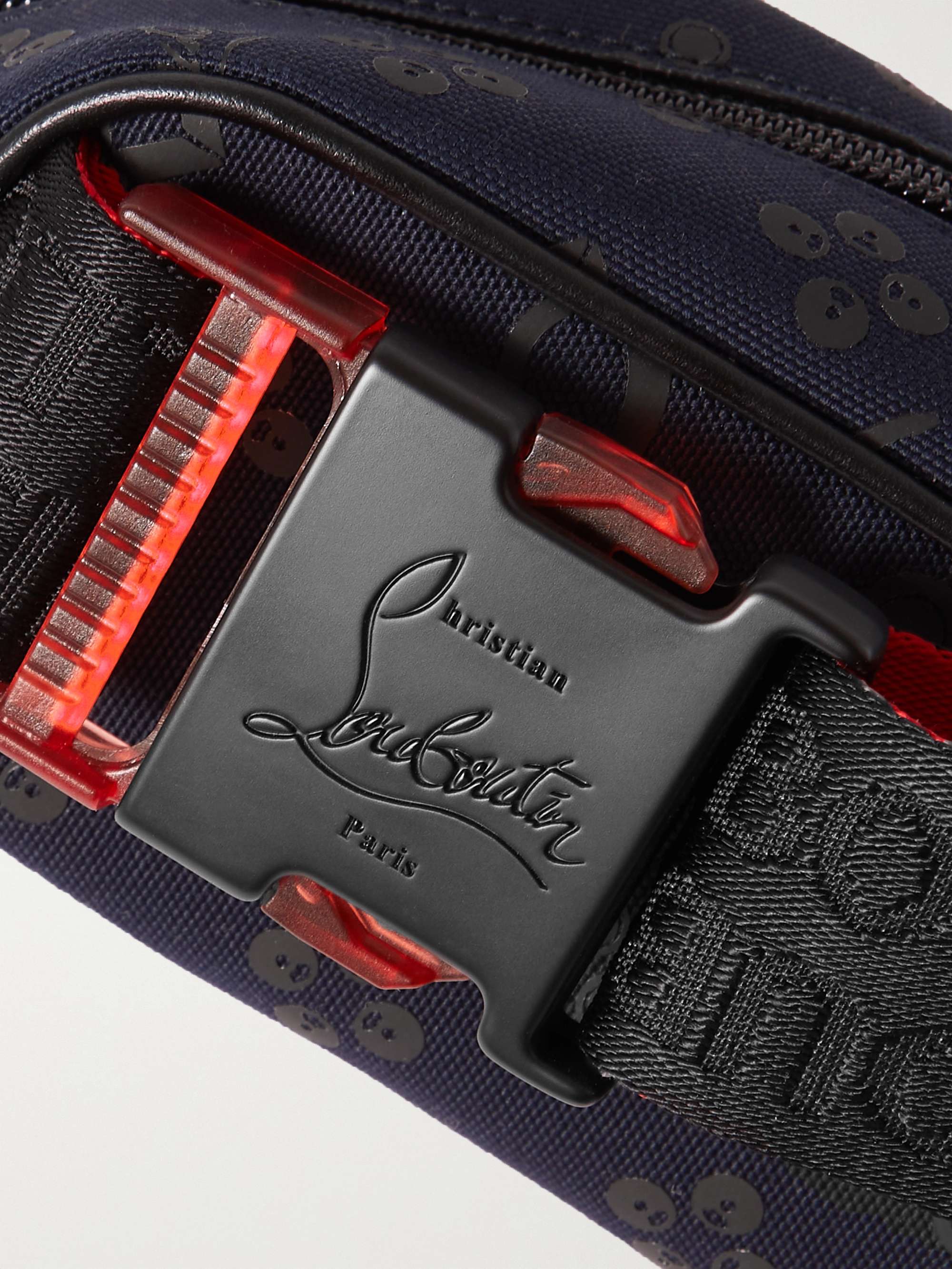 CHRISTIAN LOUBOUTIN Blaster Leather and Rubber-Trimmed Cotton-Canvas Belt Bag