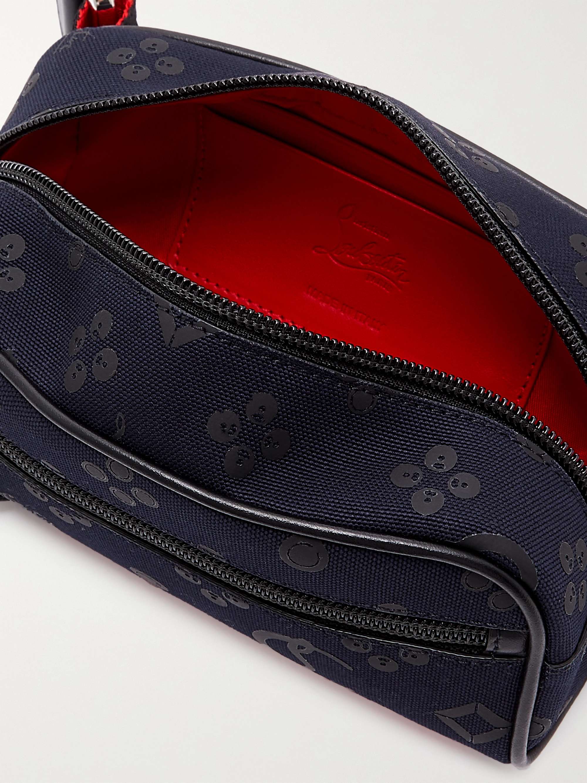 CHRISTIAN LOUBOUTIN Blaster Leather and Rubber-Trimmed Cotton-Canvas Belt Bag