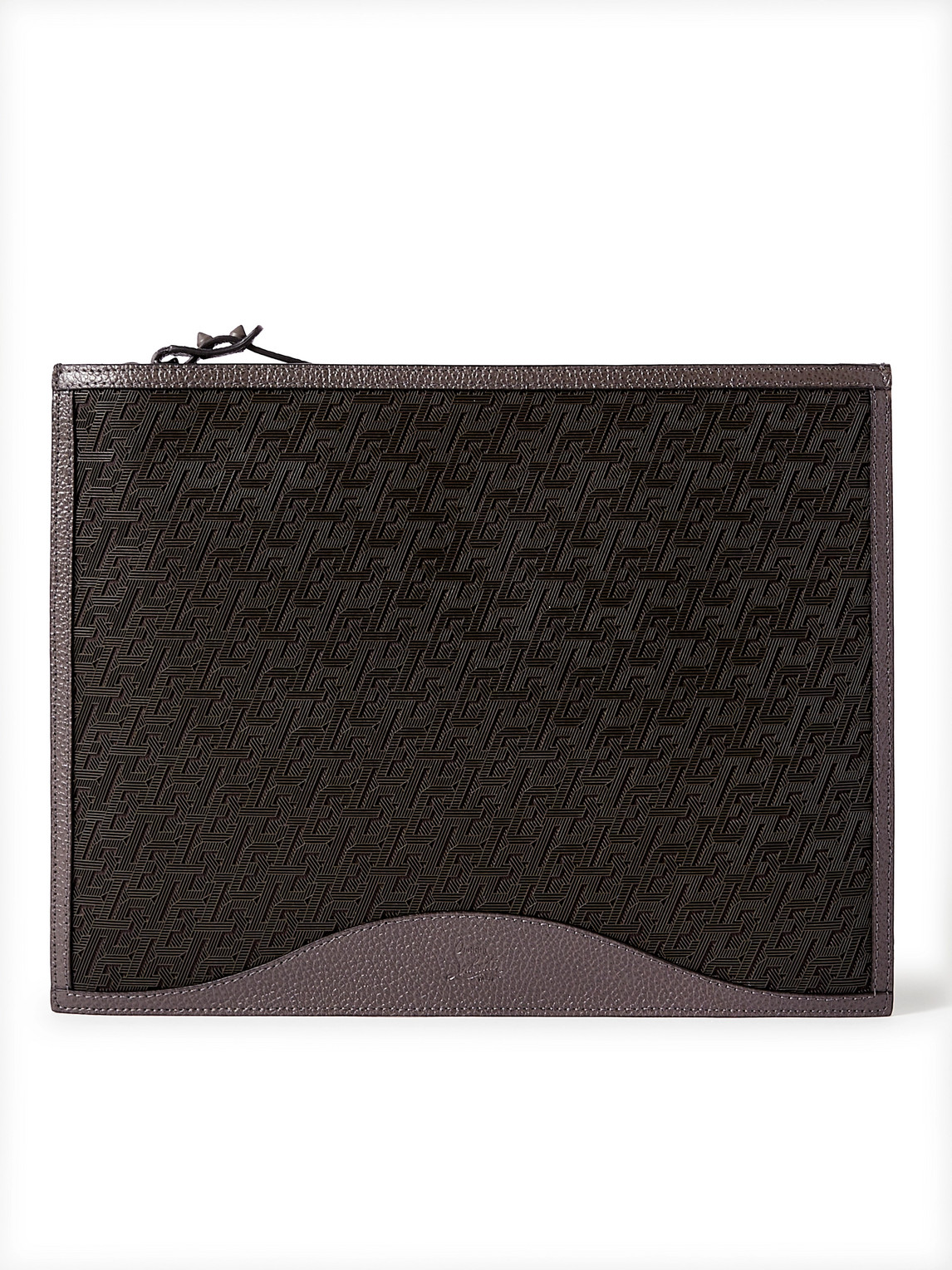 Logo-Jacquard Coated-Canvas and Full-Grain Leather Pouch