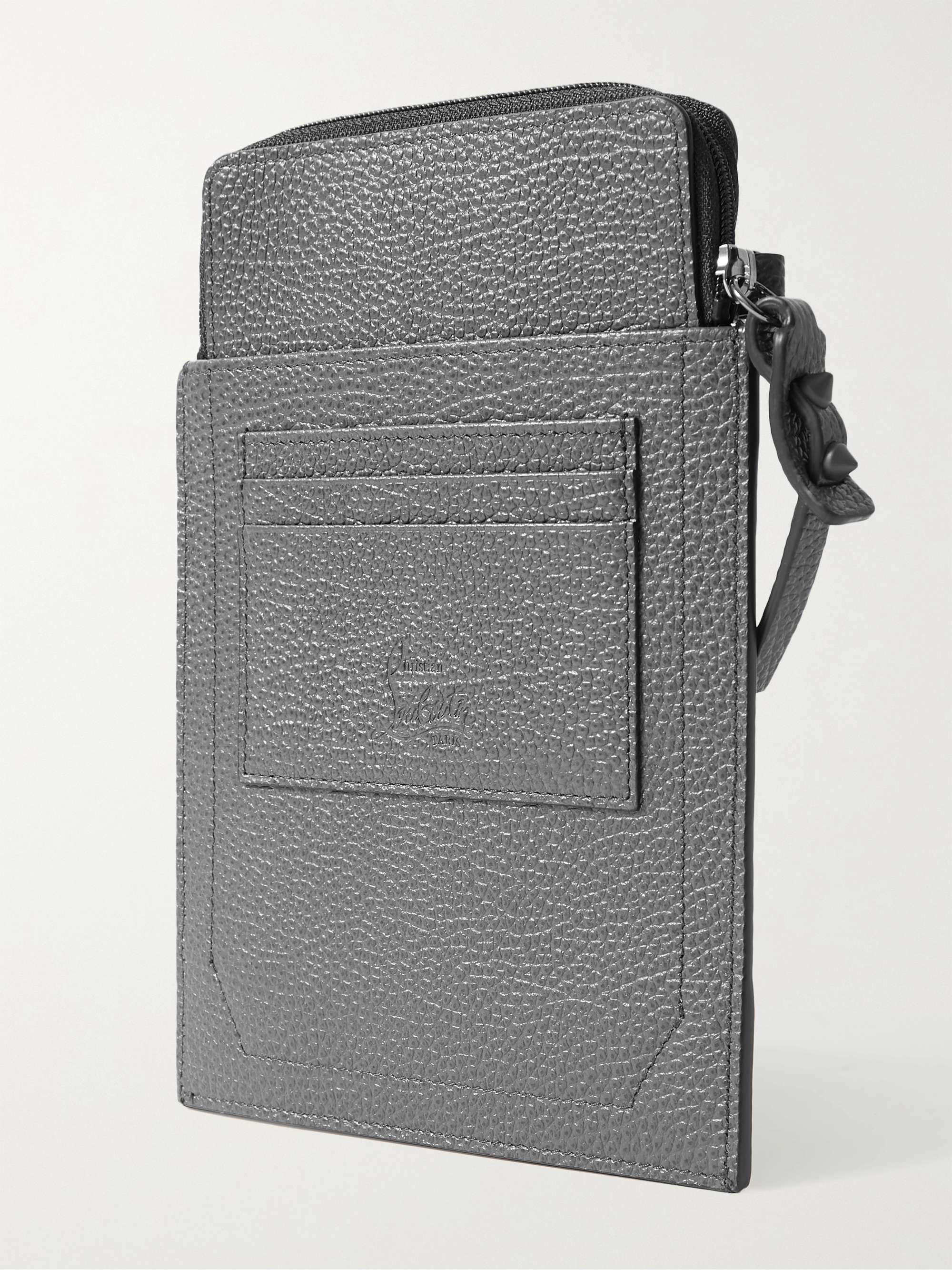 CHRISTIAN LOUBOUTIN Rubber-Trimmed Full-Grain Leather Pouch