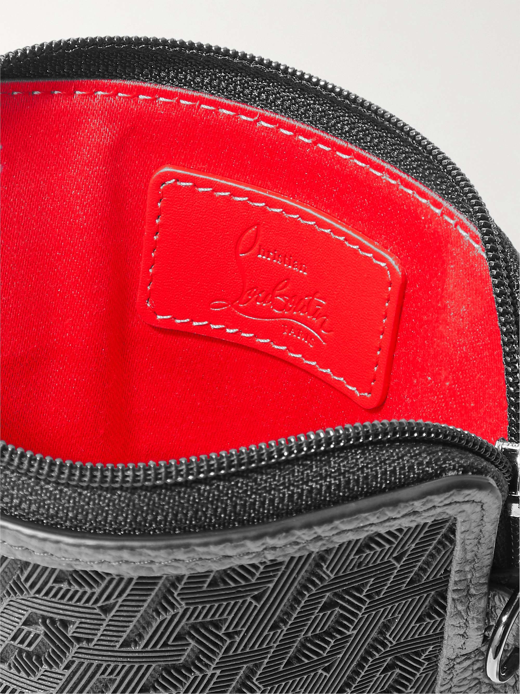 CHRISTIAN LOUBOUTIN Rubber-Trimmed Full-Grain Leather Pouch