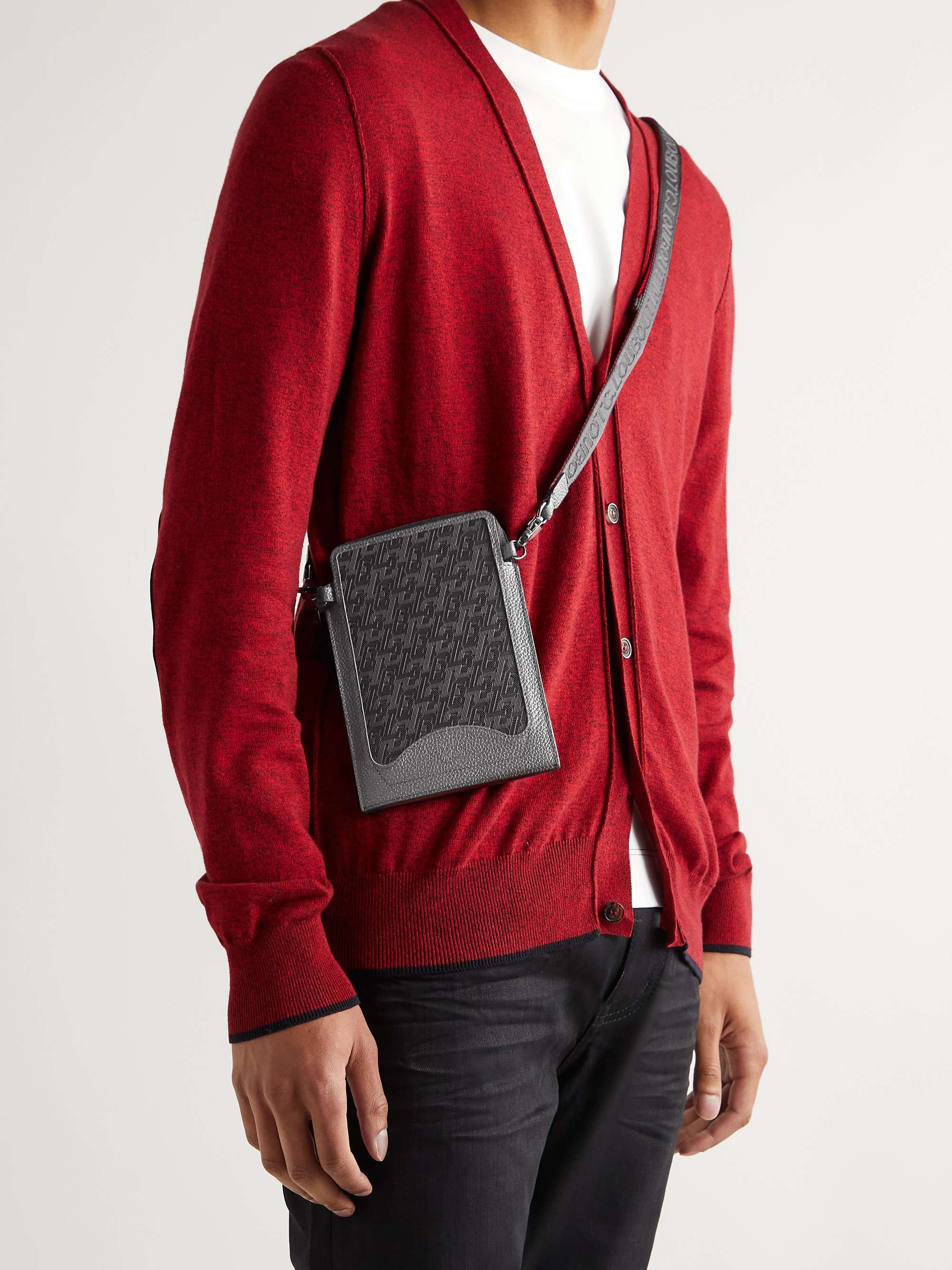 CHRISTIAN LOUBOUTIN Rubber-Trimmed Full-Grain Leather Pouch
