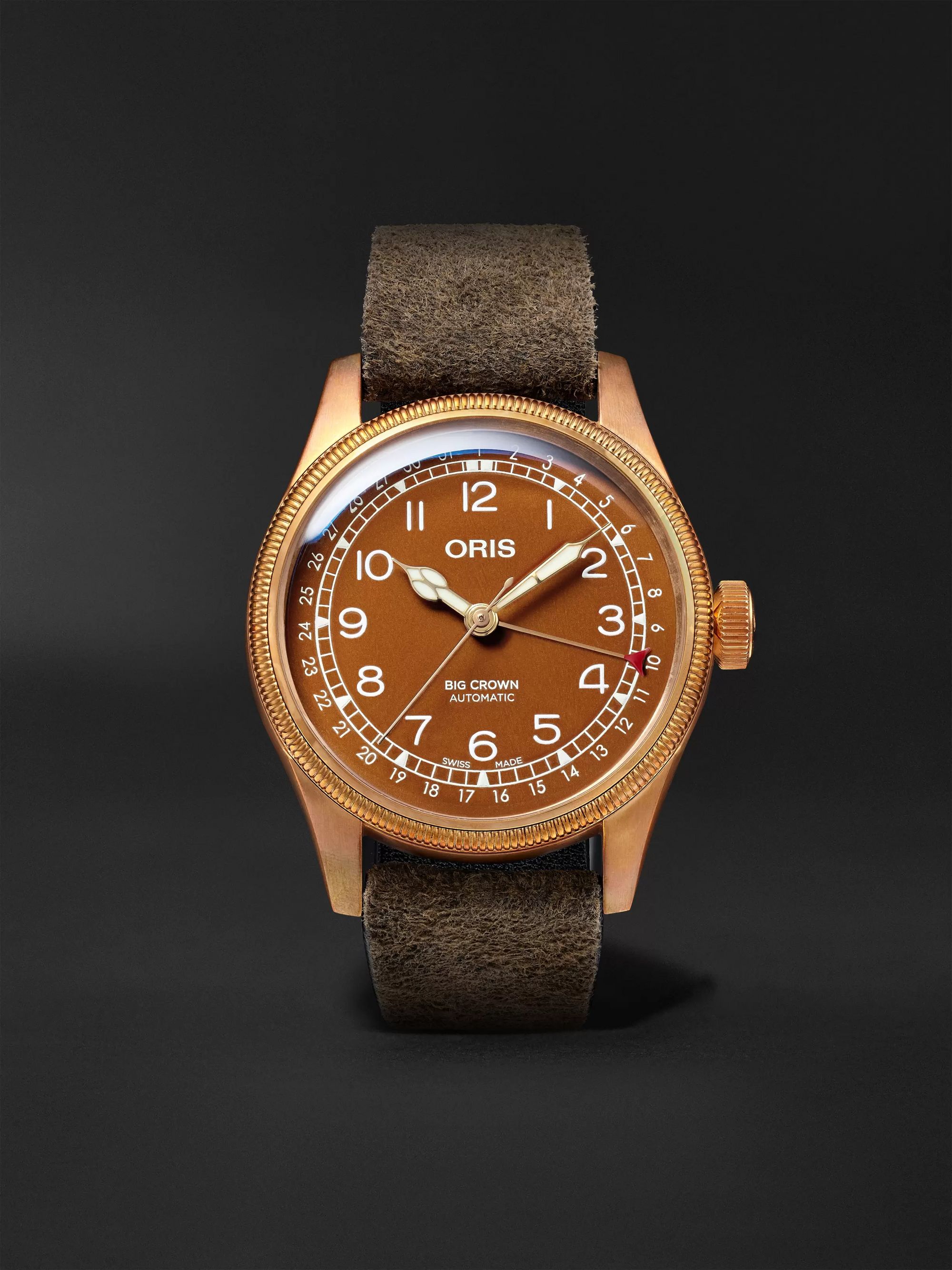 ORIS Big Crown Pointer Date Automatic 40mm Bronze, Stainless Steel and Suede Watch, Ref. No. 01 754 7741 3166-07 5 20 74