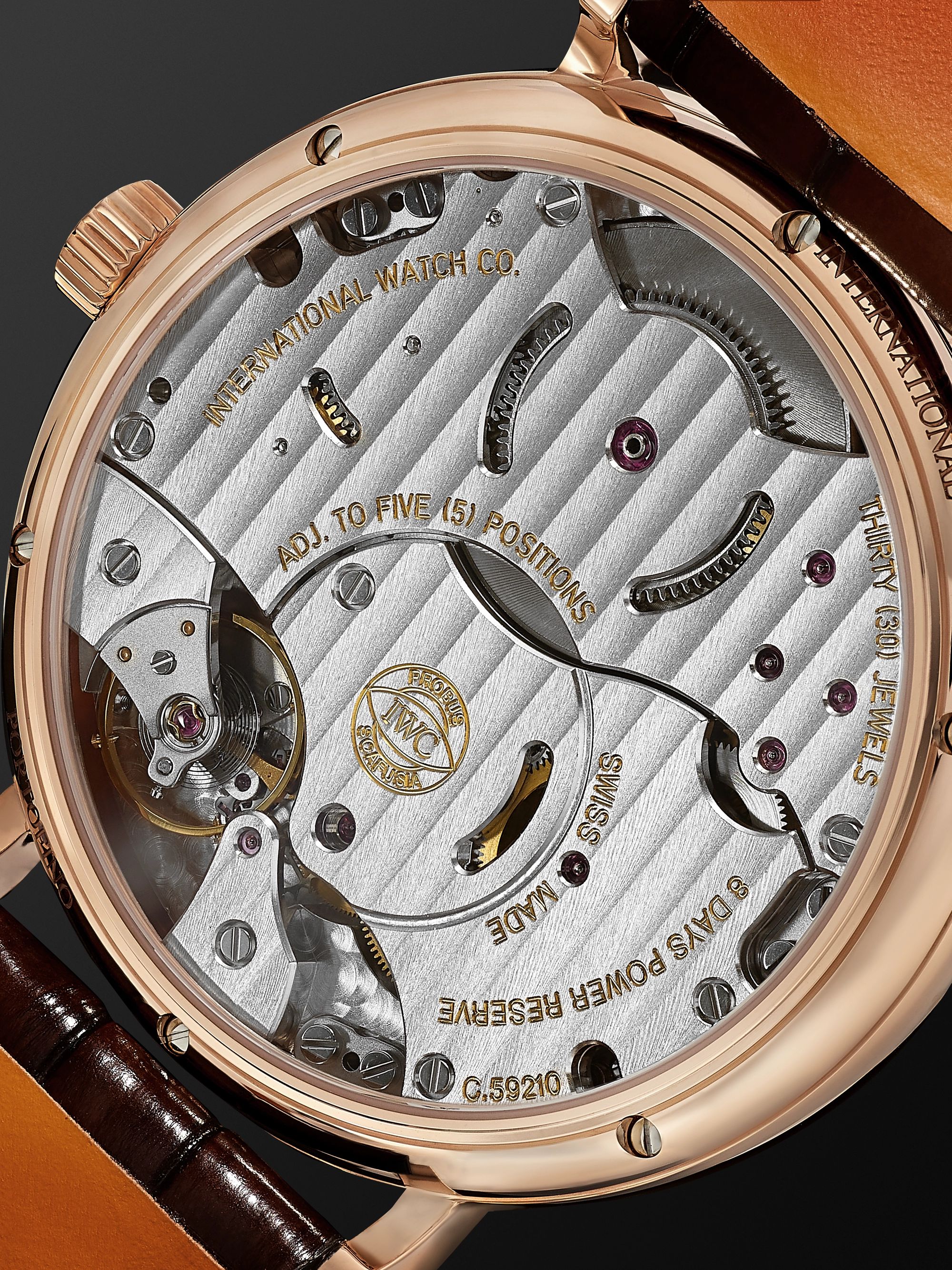 IWC SCHAFFHAUSEN Portofino Hand-Wound Eight Days 45mm 18-Karat Rose Gold and Alligator Watch, Ref. No. IWIW510104