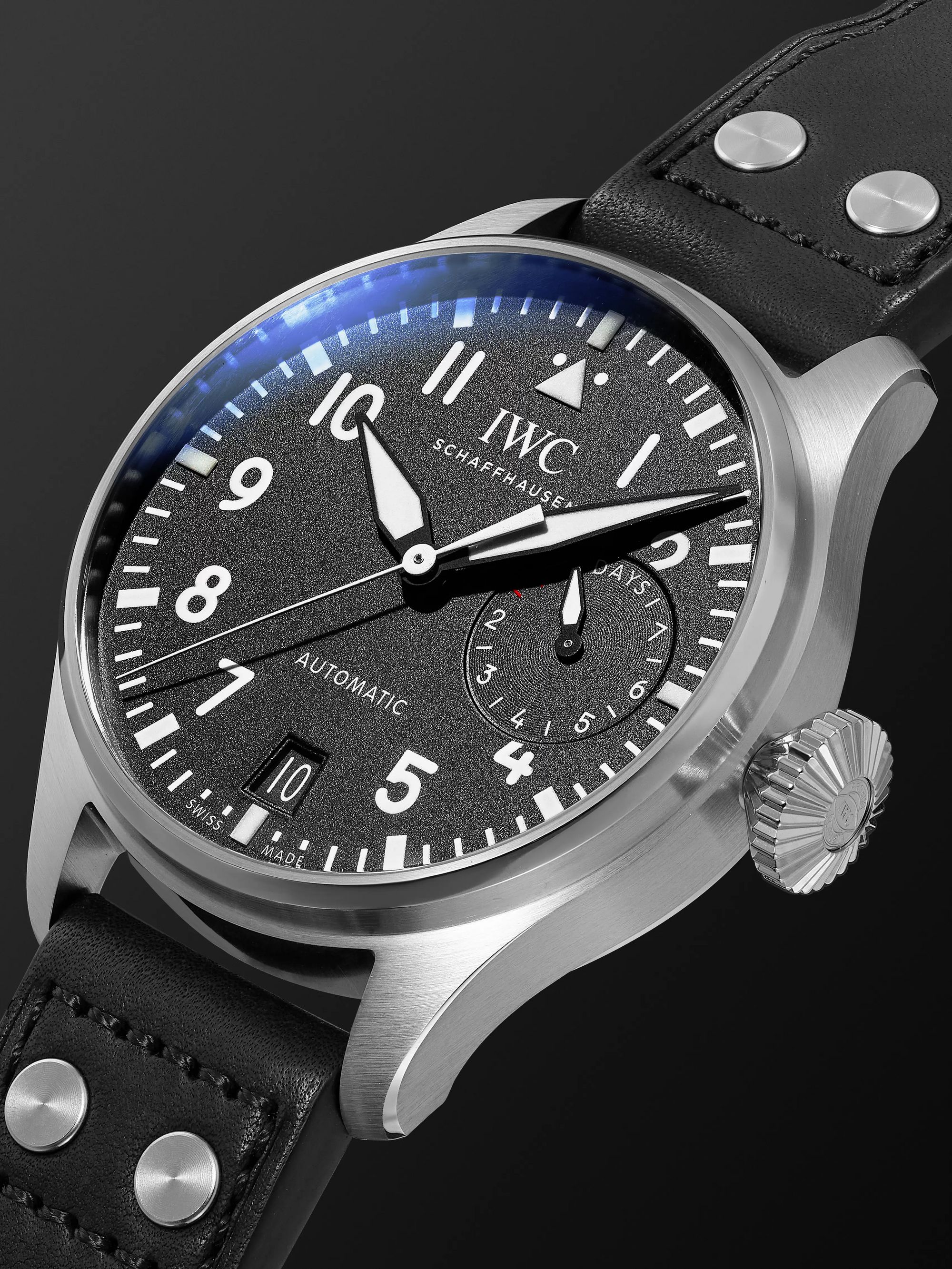 IWC SCHAFFHAUSEN Big Pilot's Automatic 46.2mm Stainless Steel and Leather Watch, Ref. No. IW501001