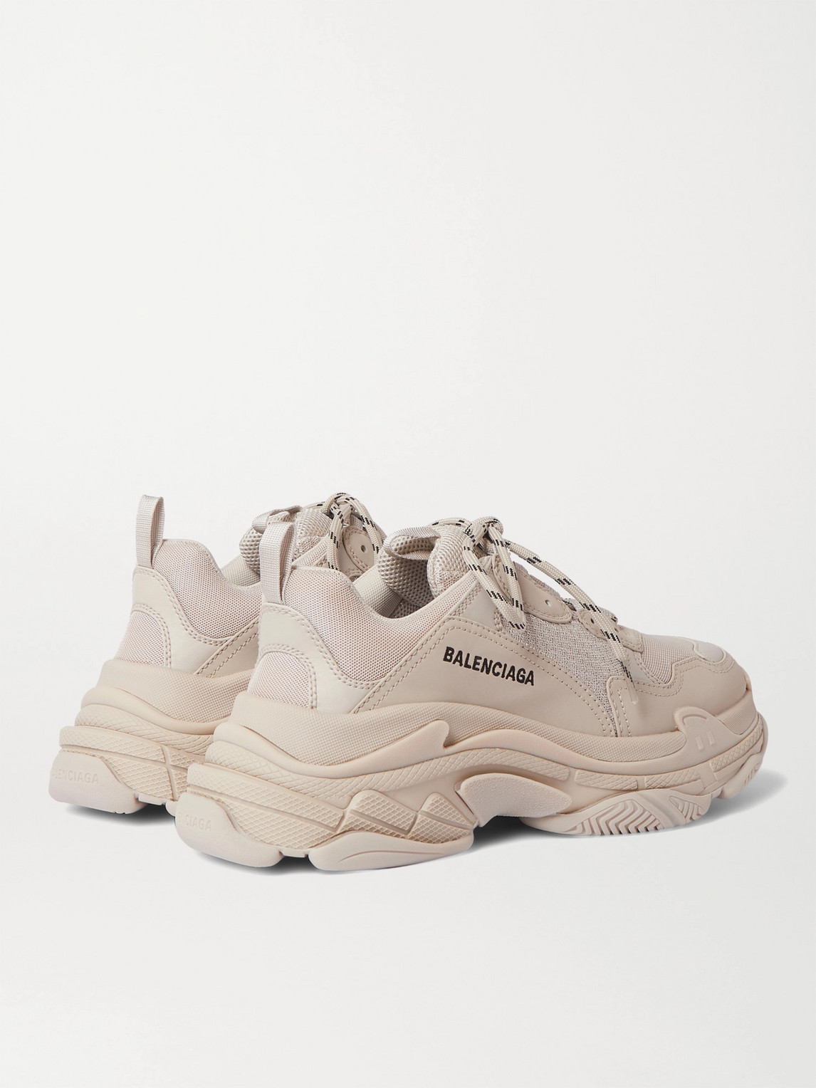 Shop Balenciaga Triple S Mesh And Faux Leather Sneakers In Neutrals