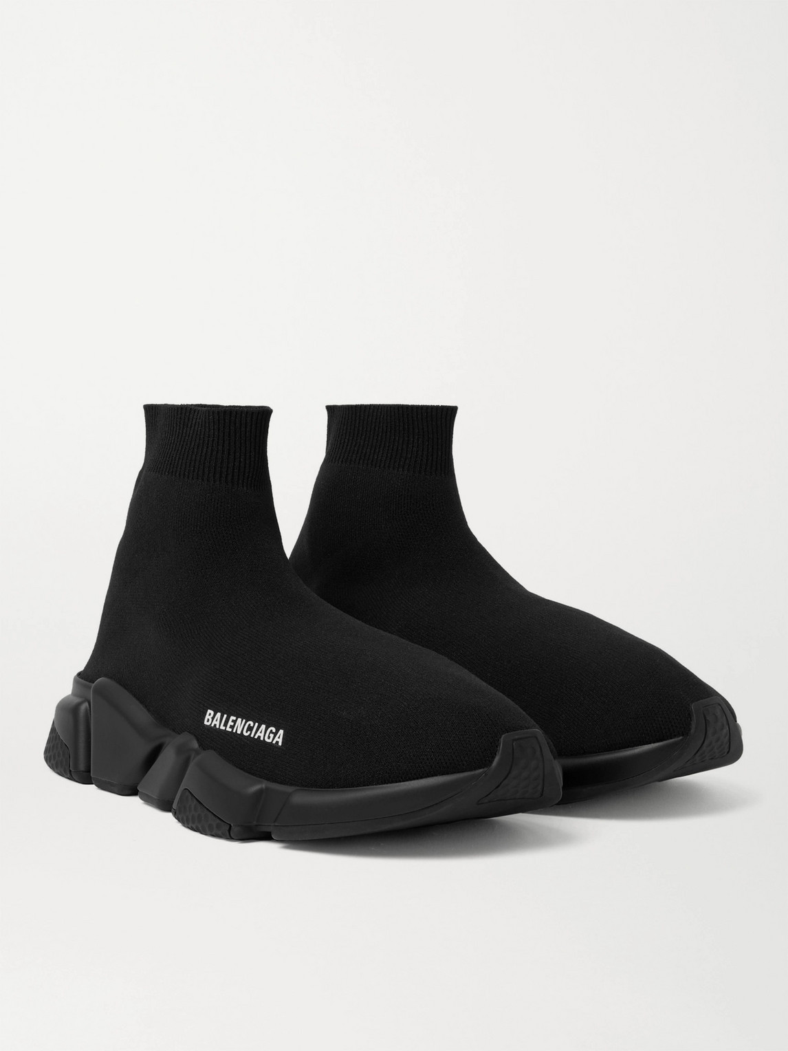 Shop Balenciaga Speed Stretch-knit Slip-on Sneakers In Black