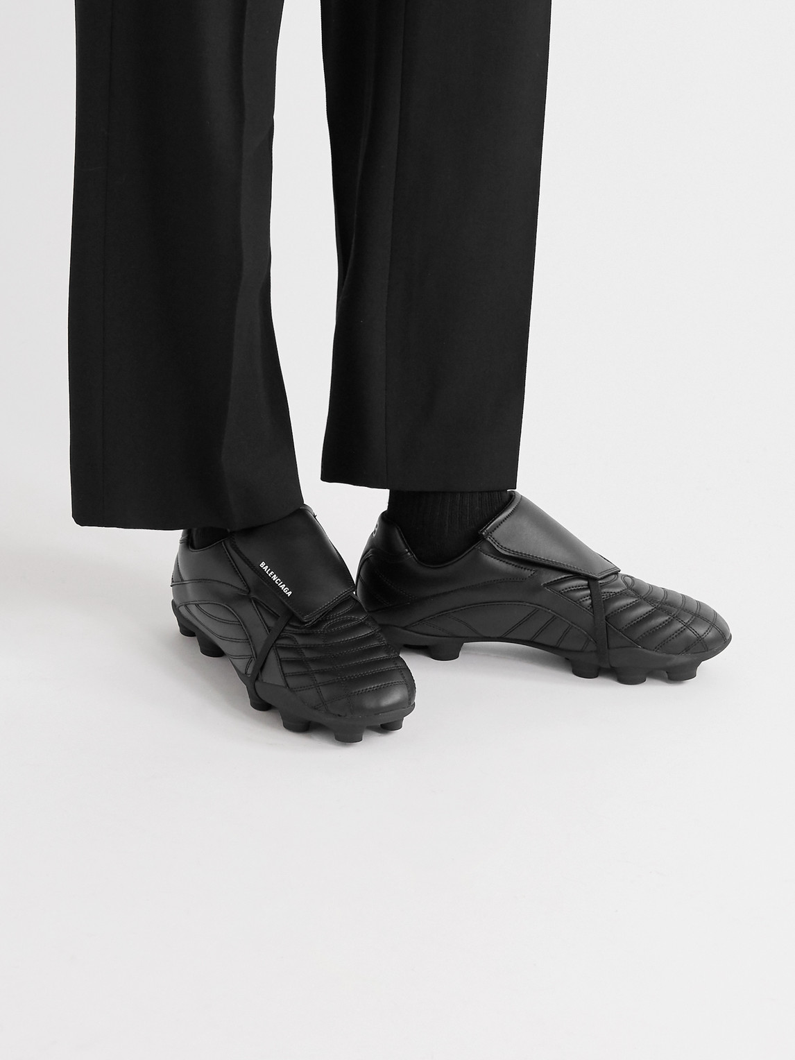 Balenciaga Soccer Logo-Print Faux Leather Sneakers | Smart Balenciaga Soccer Logo-Print Faux Leather Sneakers | Smart