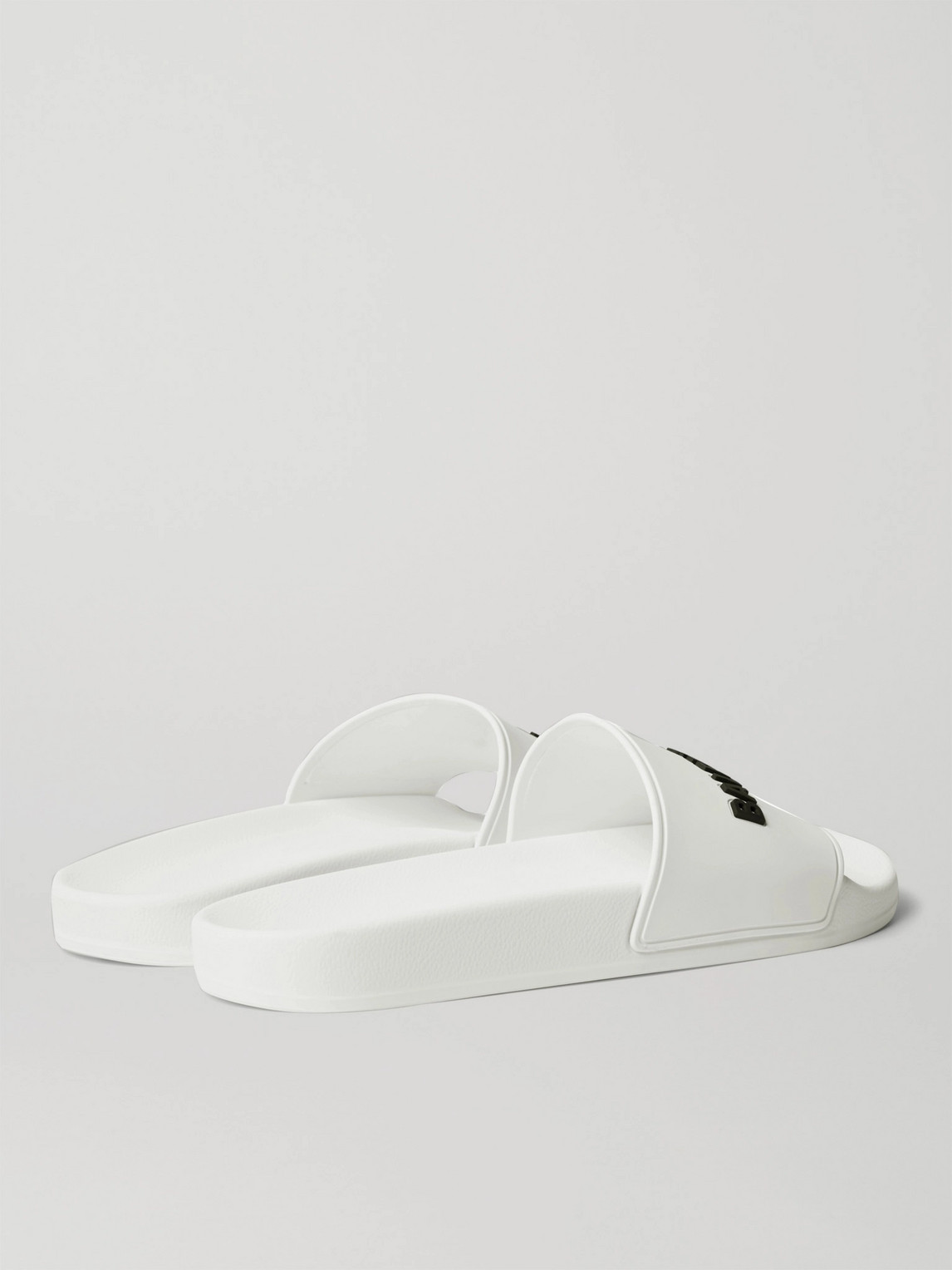 Shop Balenciaga Logo-detailed Rubber Slides In White