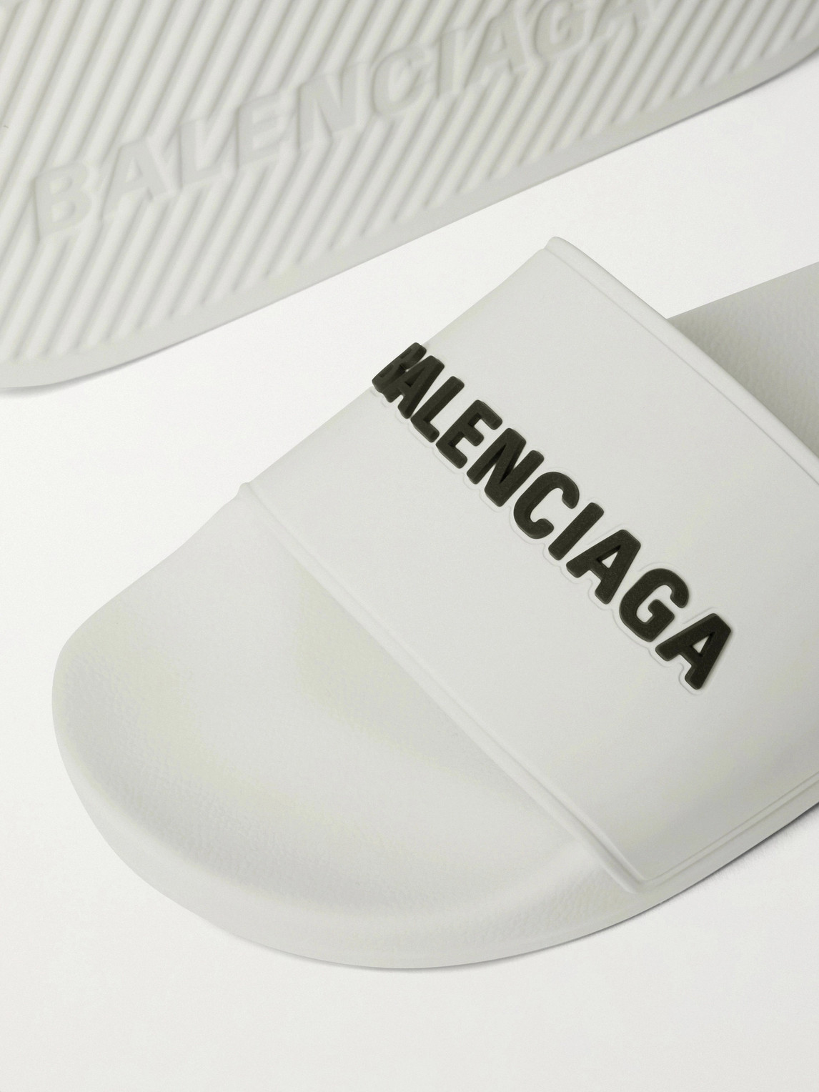 Shop Balenciaga Logo-detailed Rubber Slides In White