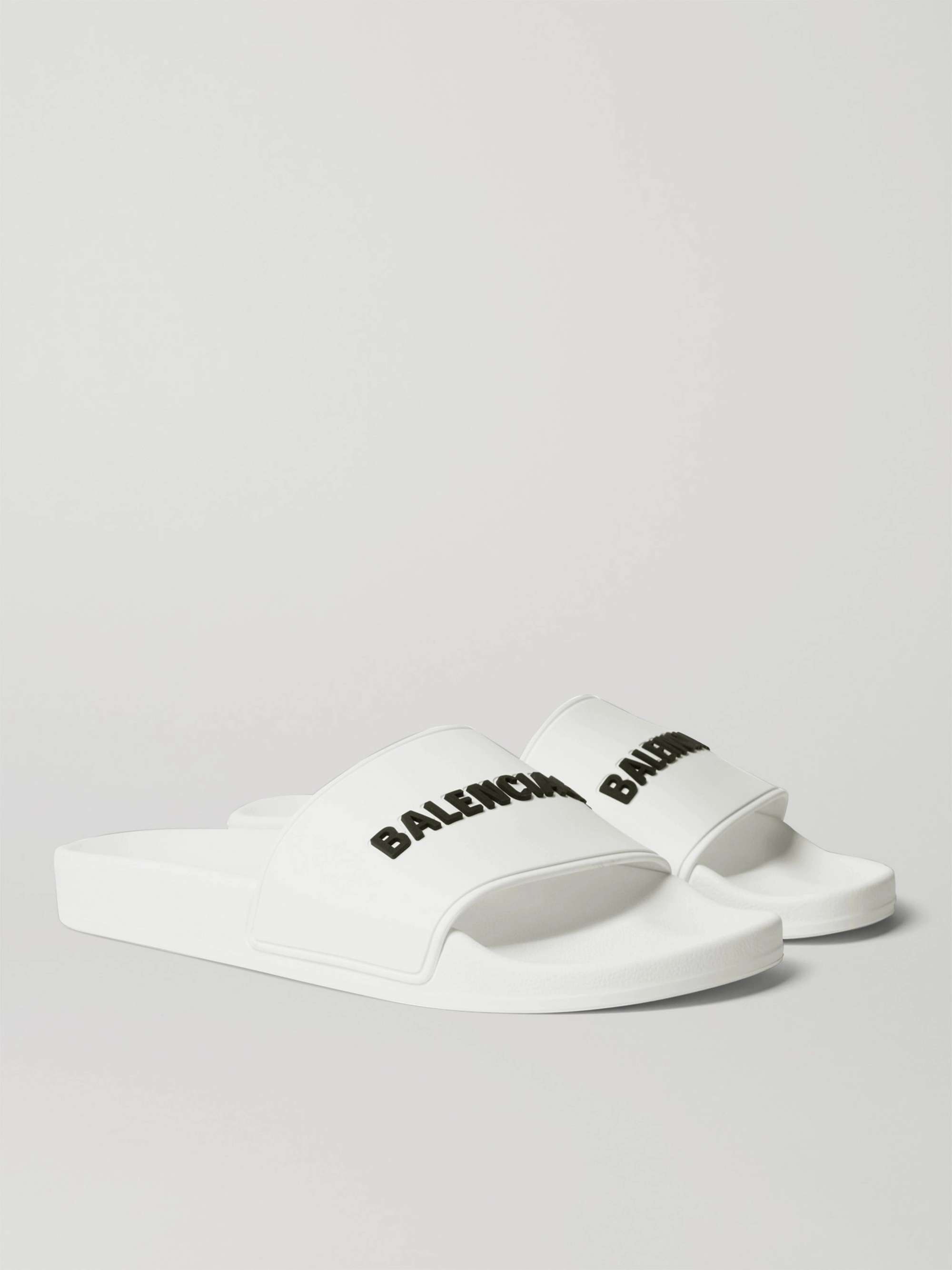 BALENCIAGA Logo-Detailed Rubber Slides for Men | MR PORTER