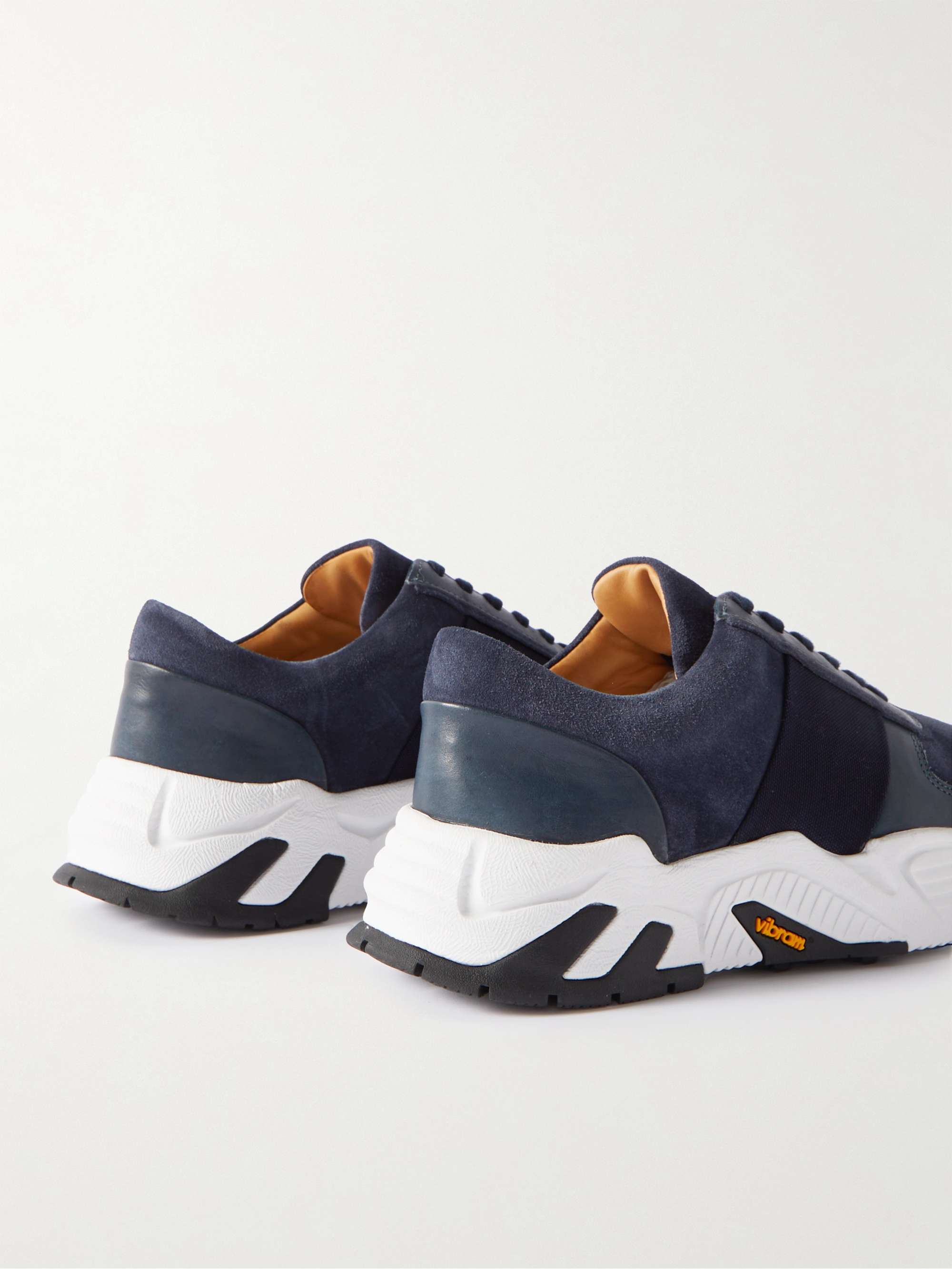 MR P. Mesh and Leather-Trimmed Regenerated Suede by evolo® Sneakers
