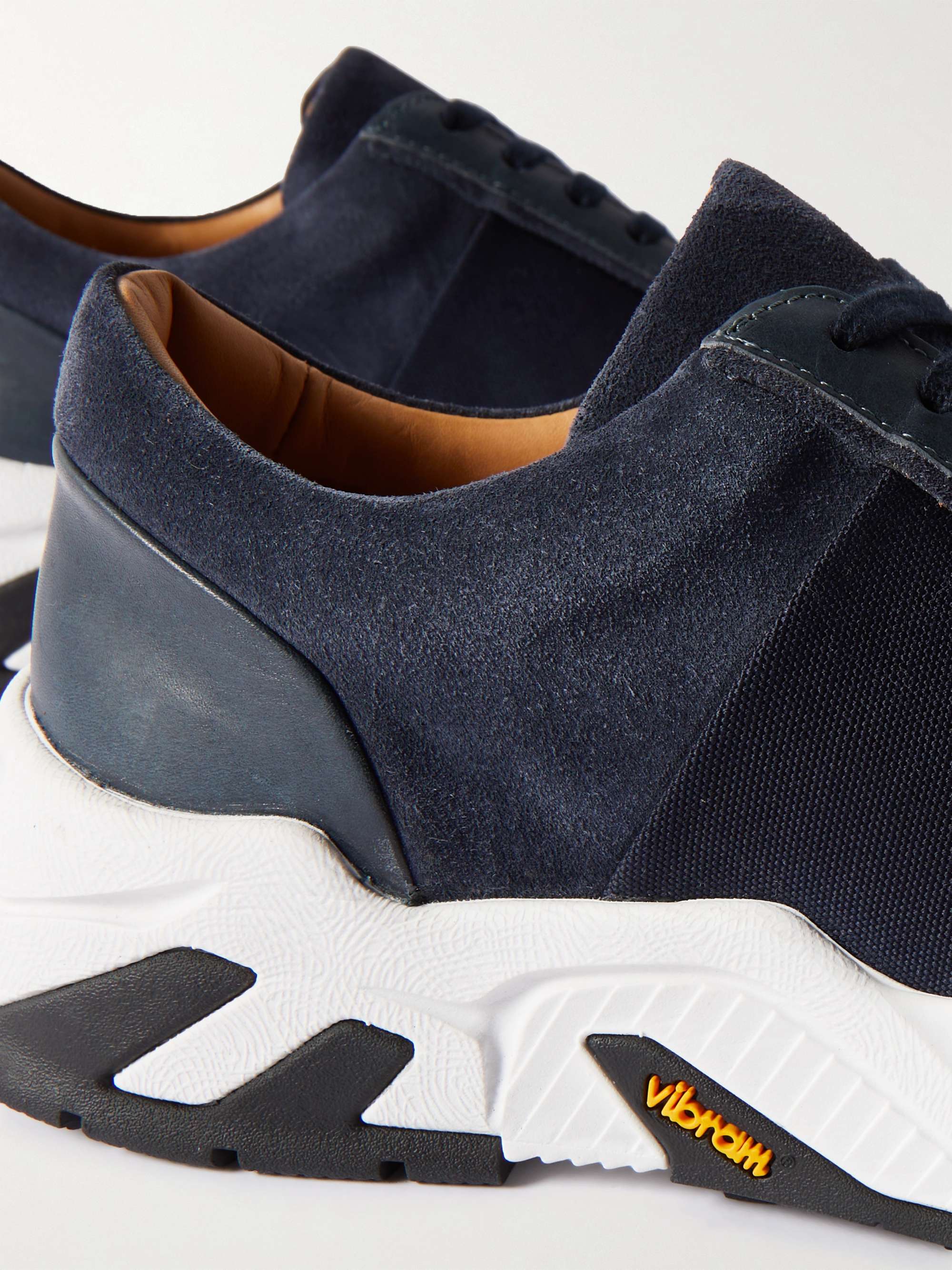 MR P. Mesh and Leather-Trimmed Regenerated Suede by evolo® Sneakers