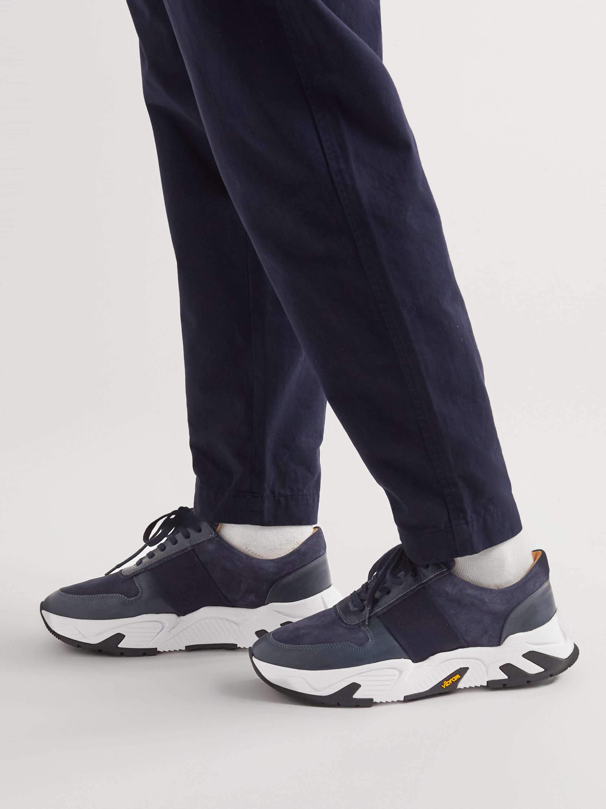 MR P. Mesh and Leather-Trimmed Regenerated Suede by evolo® Sneakers