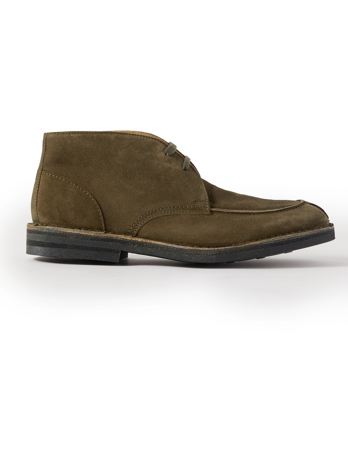 Mr P Andrew Split-toe Shearling-lined Regenerated Suede By Evolo® Chukka Boots In Brown