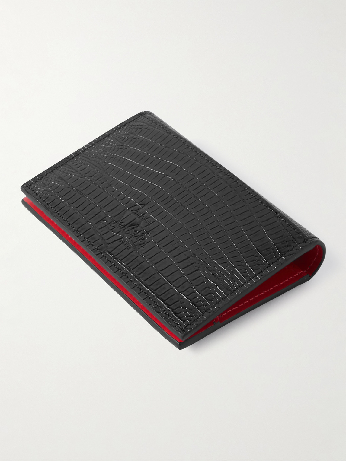 Shop Christian Louboutin Croc-effect Leather Cardholder In Black