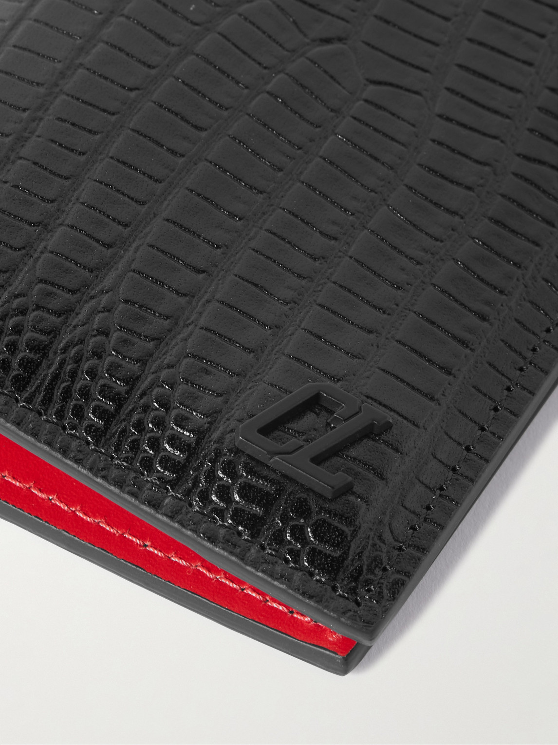 Shop Christian Louboutin Croc-effect Leather Cardholder In Black
