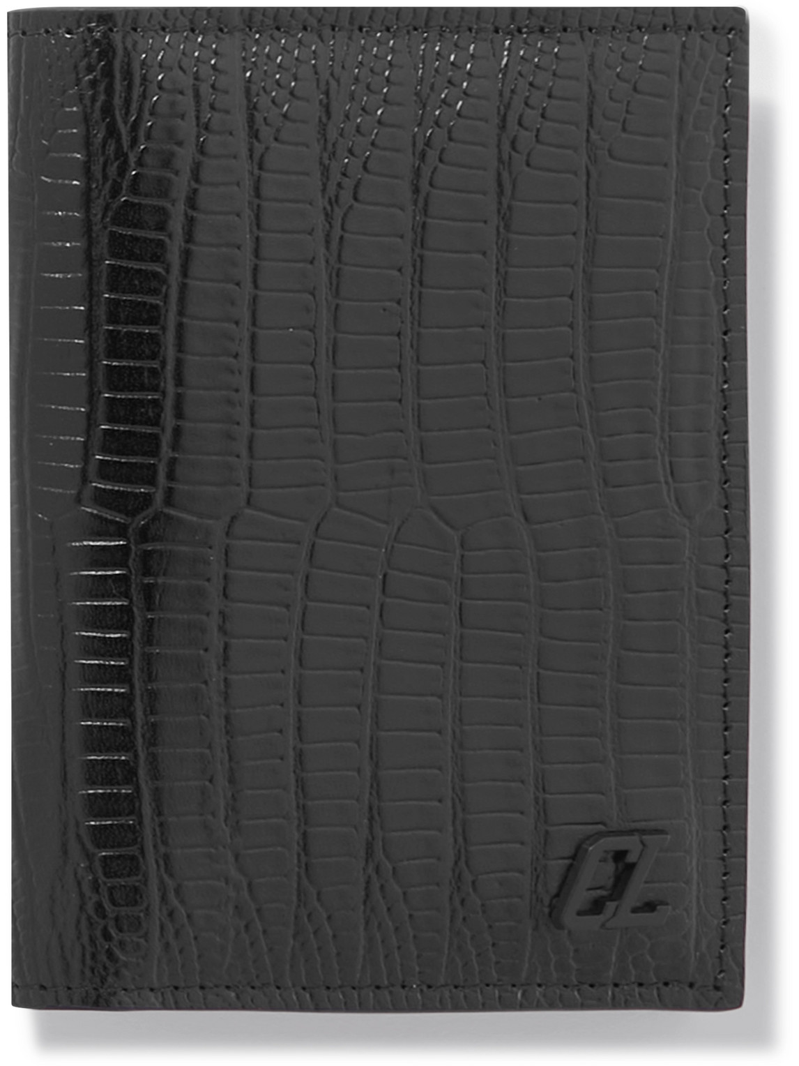 Christian Louboutin Croc-effect Leather Cardholder In Black