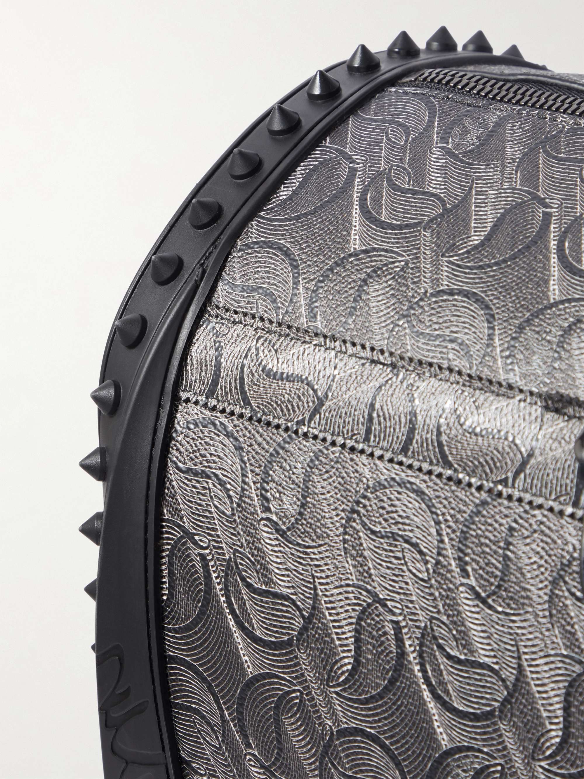 CHRISTIAN LOUBOUTIN Sneakender Studded Rubber-Trimmed Textured-Leather Weekend Bag