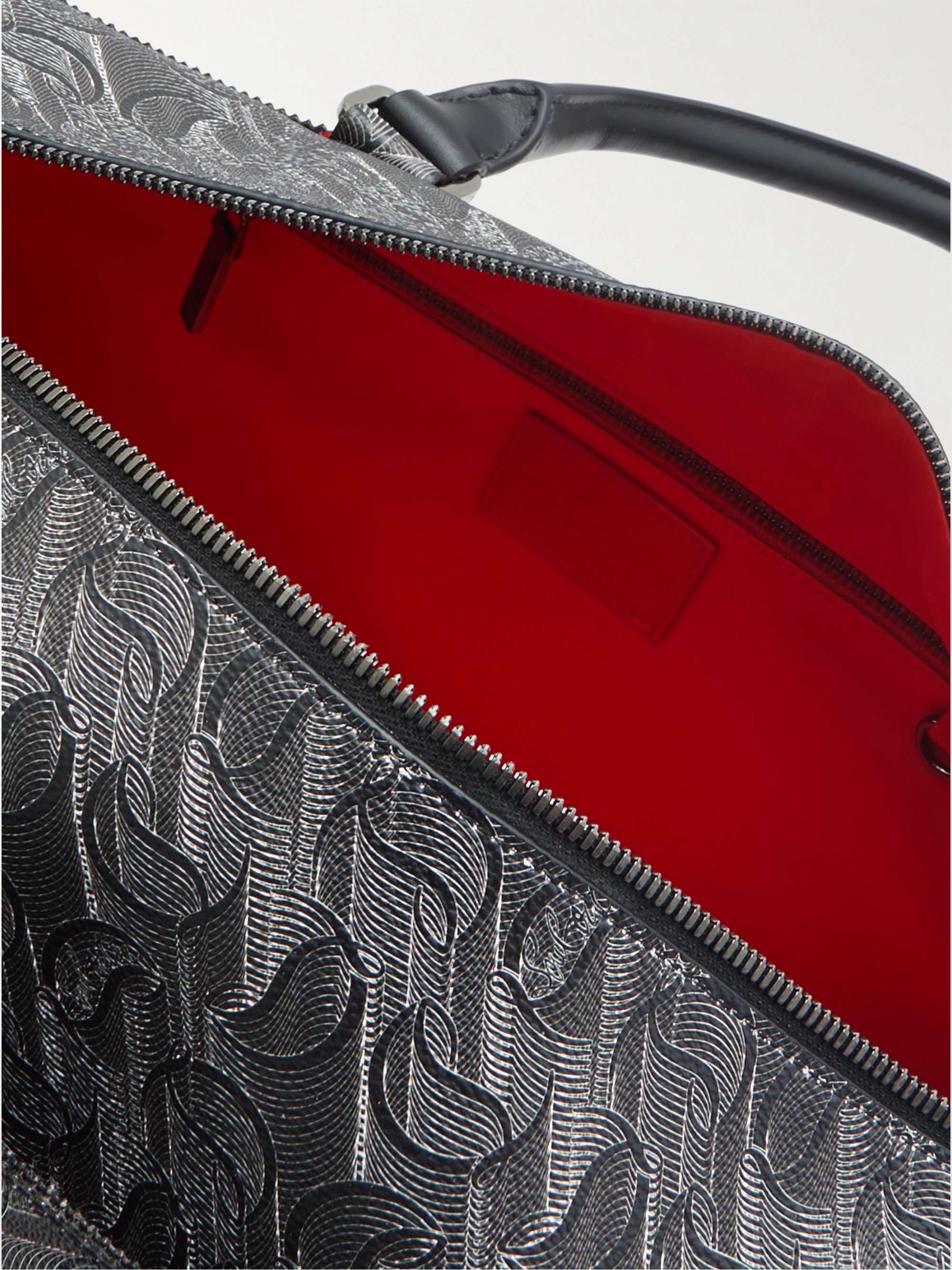 CHRISTIAN LOUBOUTIN Sneakender Studded Rubber-Trimmed Textured-Leather Weekend Bag