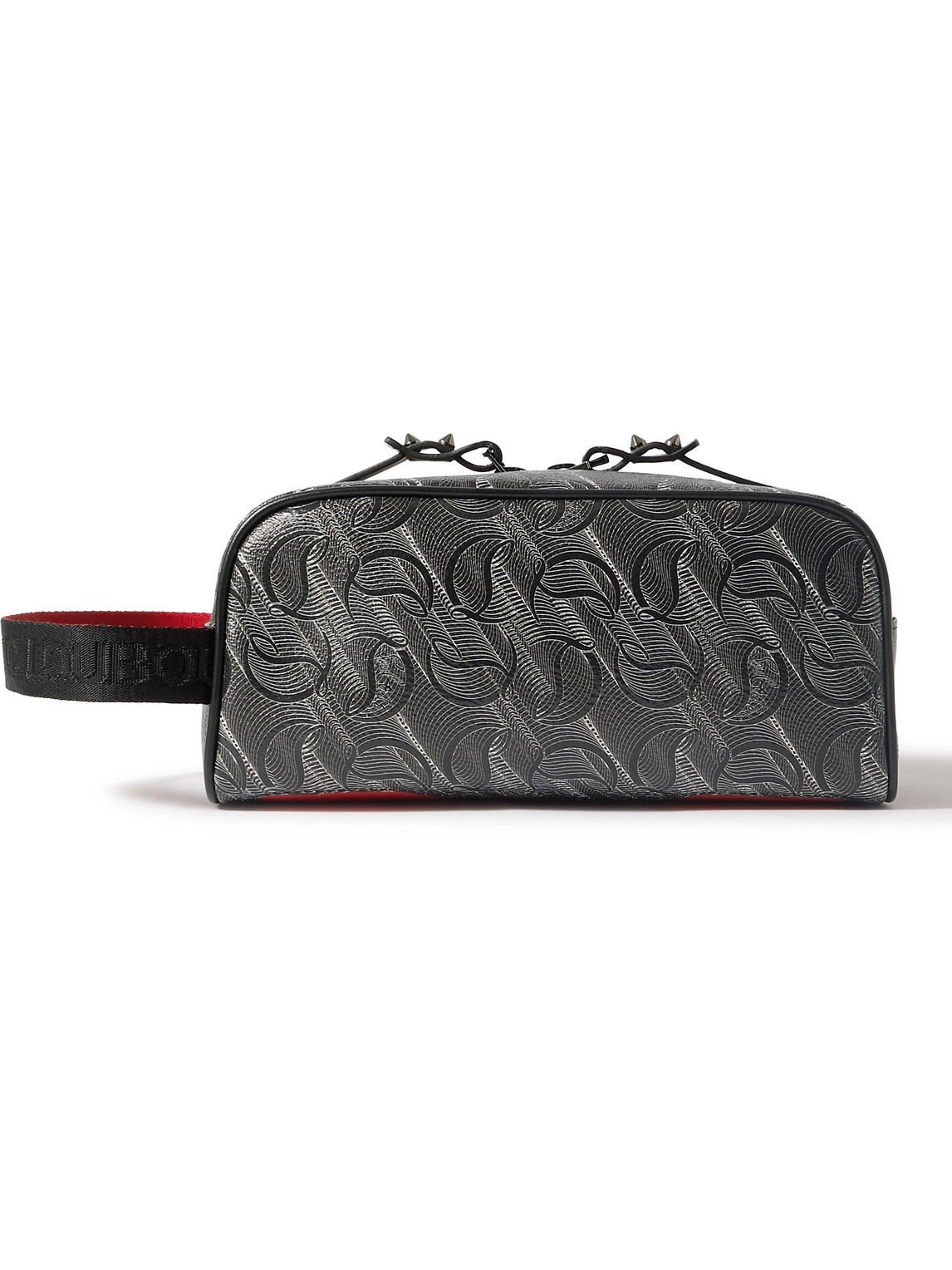 Christian Louboutin Blaster Monogrammed Textured-leather Wash Bag In Black