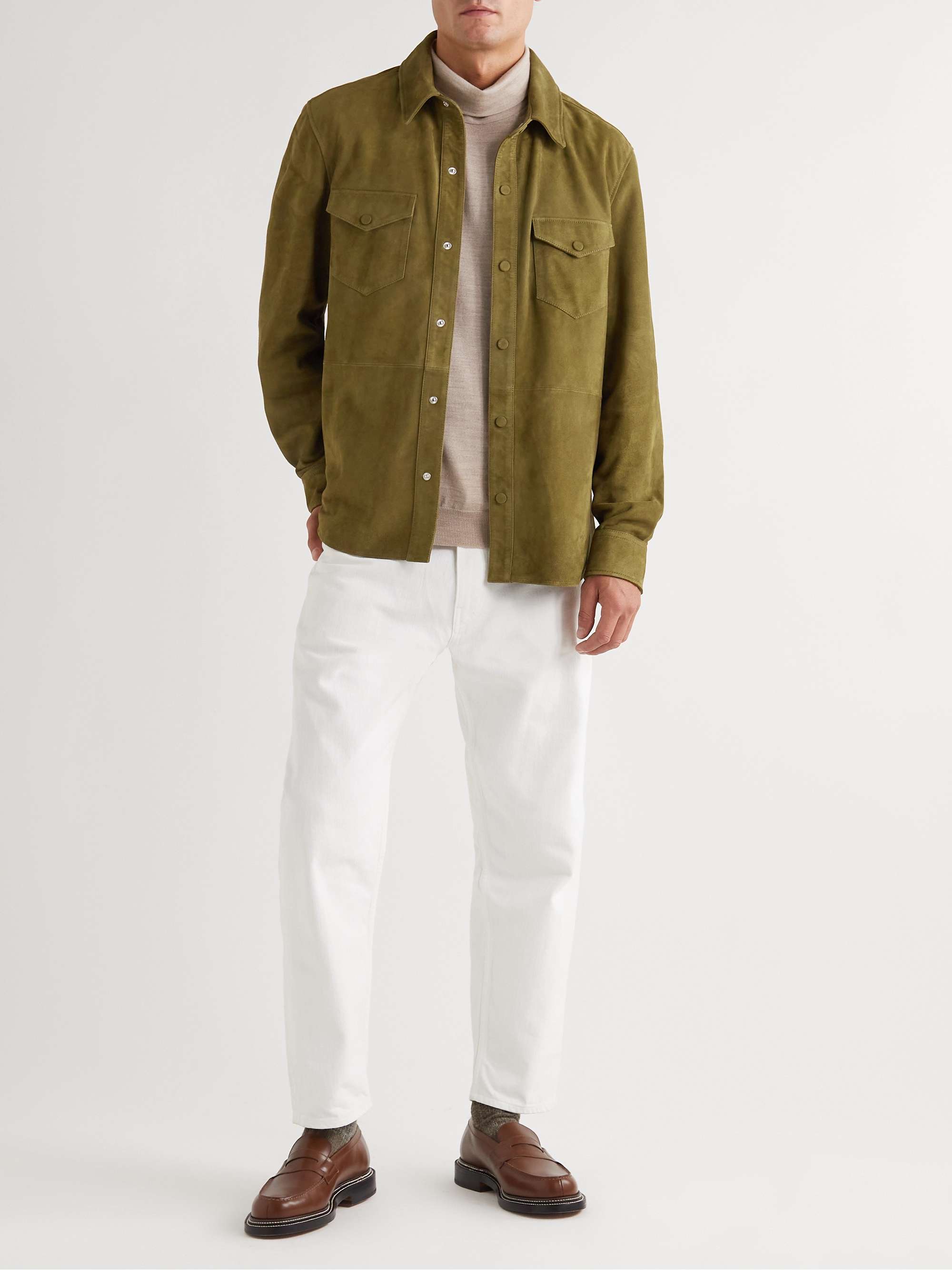 MR P. Suede Shirt Jacket for Men | MR PORTER