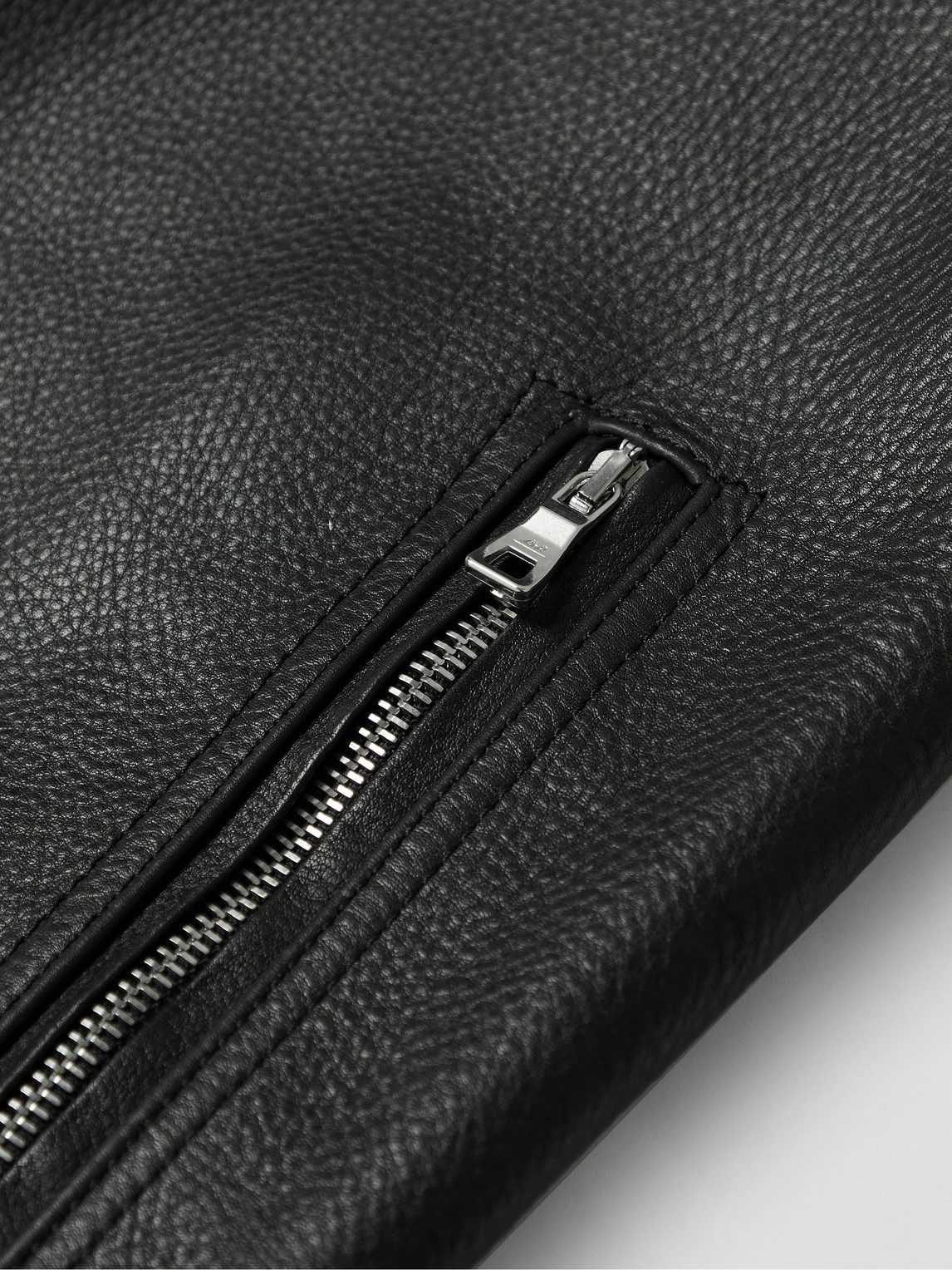 Mr P Full-grain Leather Coach Jacket In Black