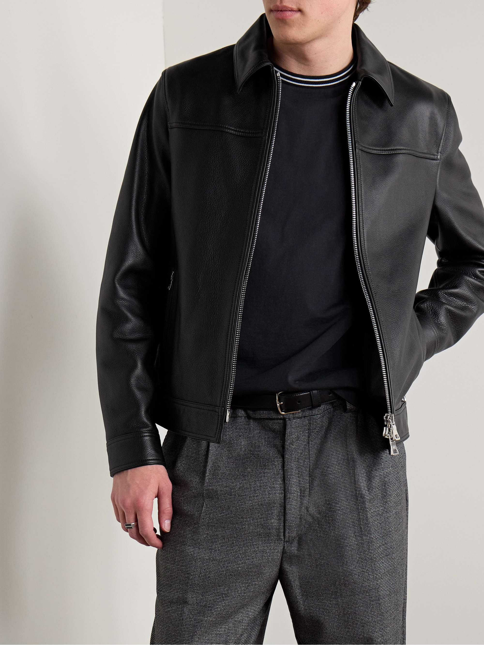 MR P. Full-Grain Leather Coach Jacket