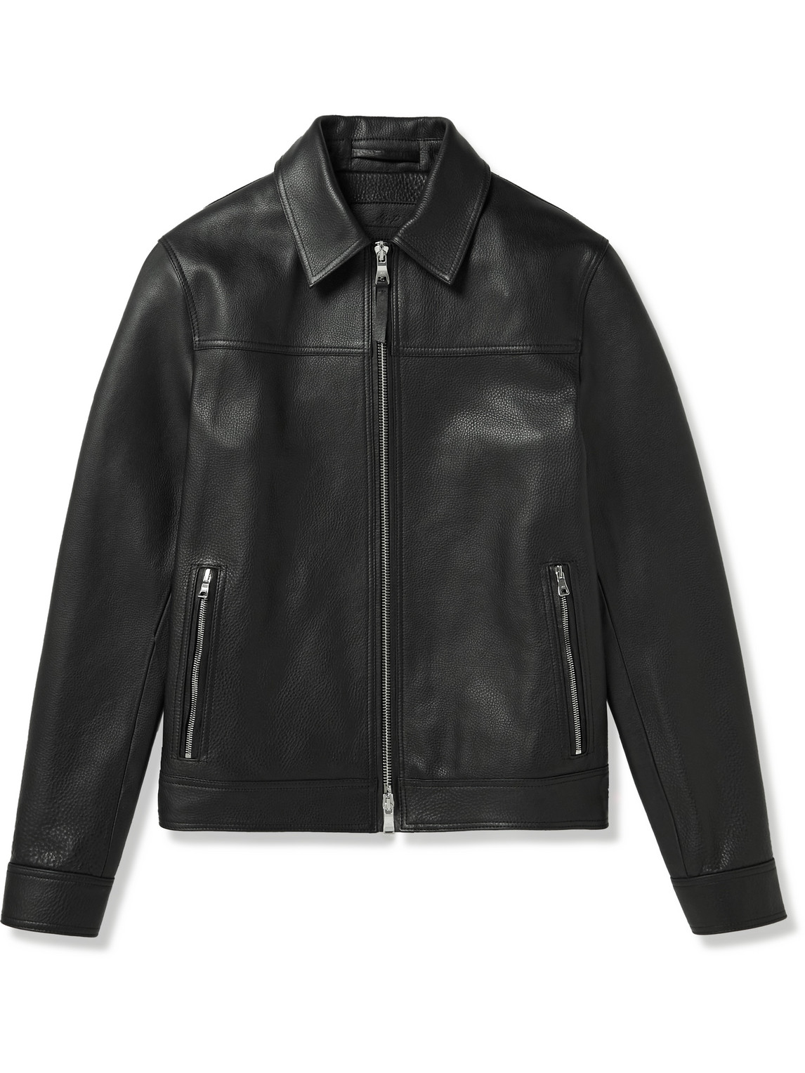 Mr P Full-grain Leather Coach Jacket In Black