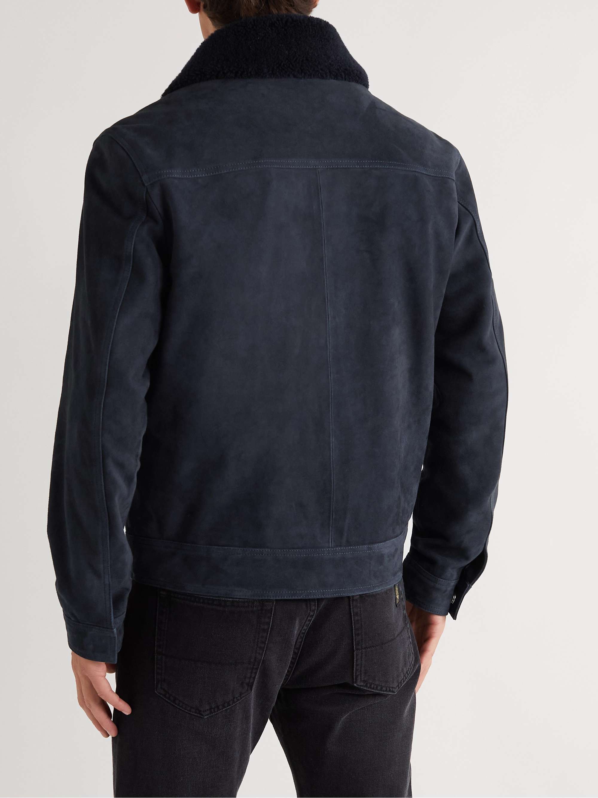MR P. Shearling-Trimmed Suede Trucker Jacket