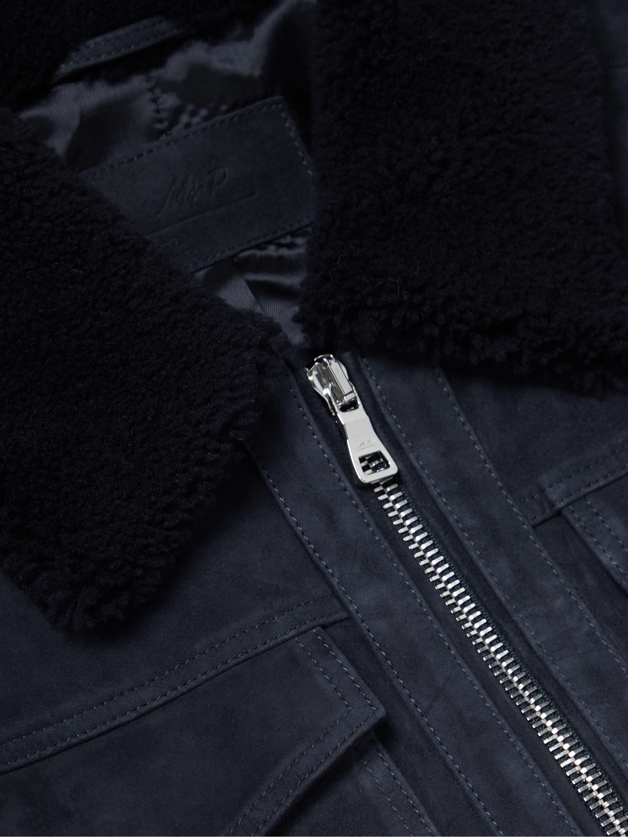 MR P. Shearling-Trimmed Suede Trucker Jacket