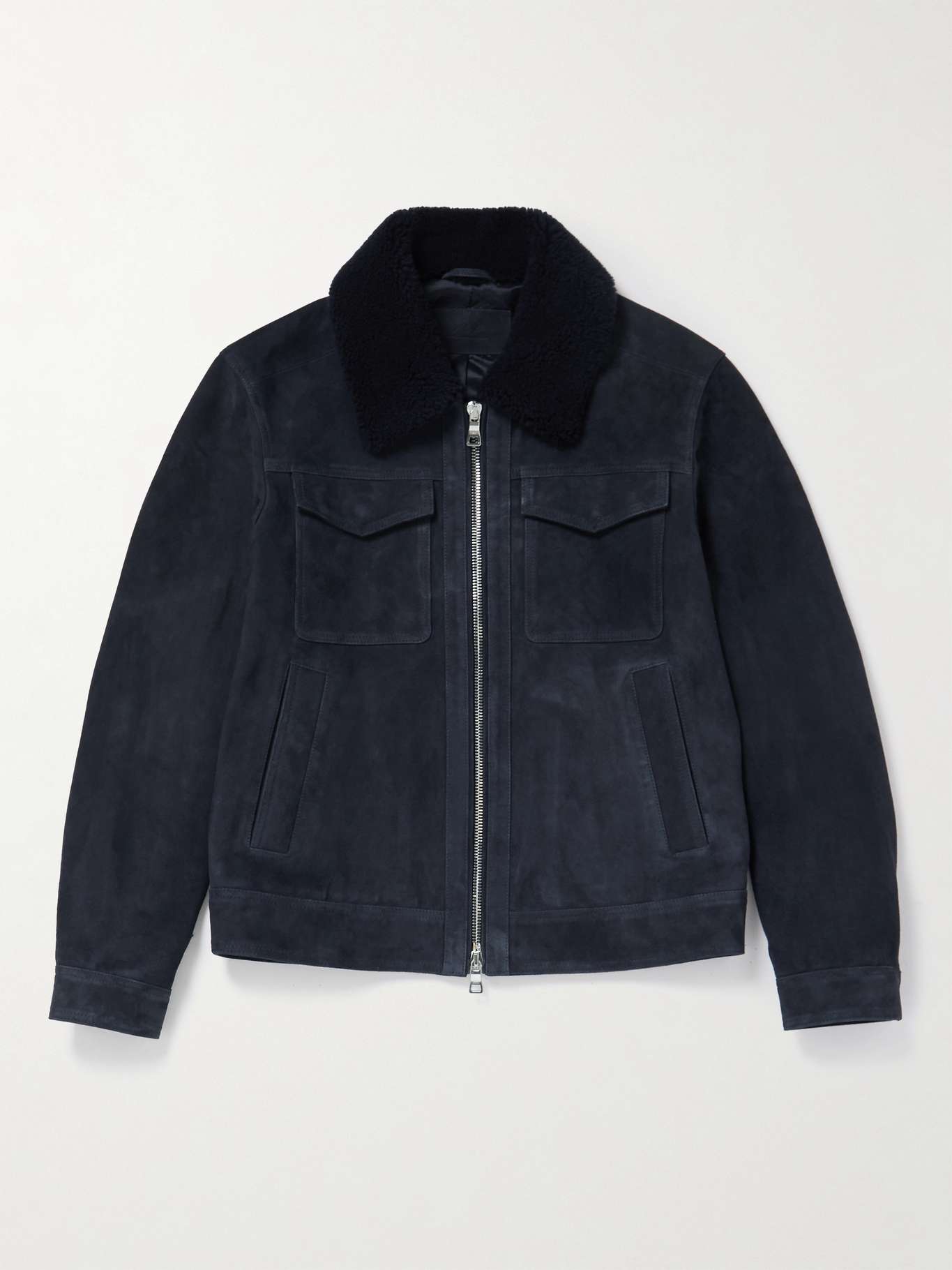 MR P. Shearling-Trimmed Suede Trucker Jacket | MR PORTER