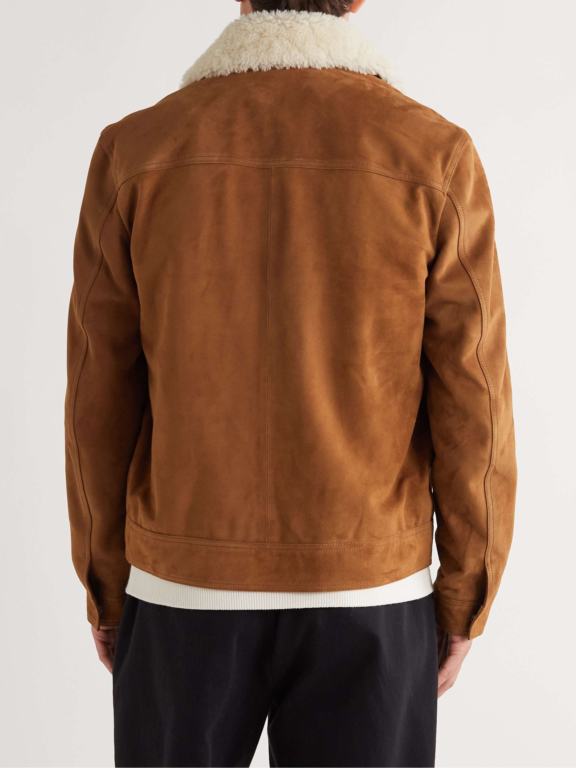 MR P. Shearling-Trimmed Suede Trucker Jacket