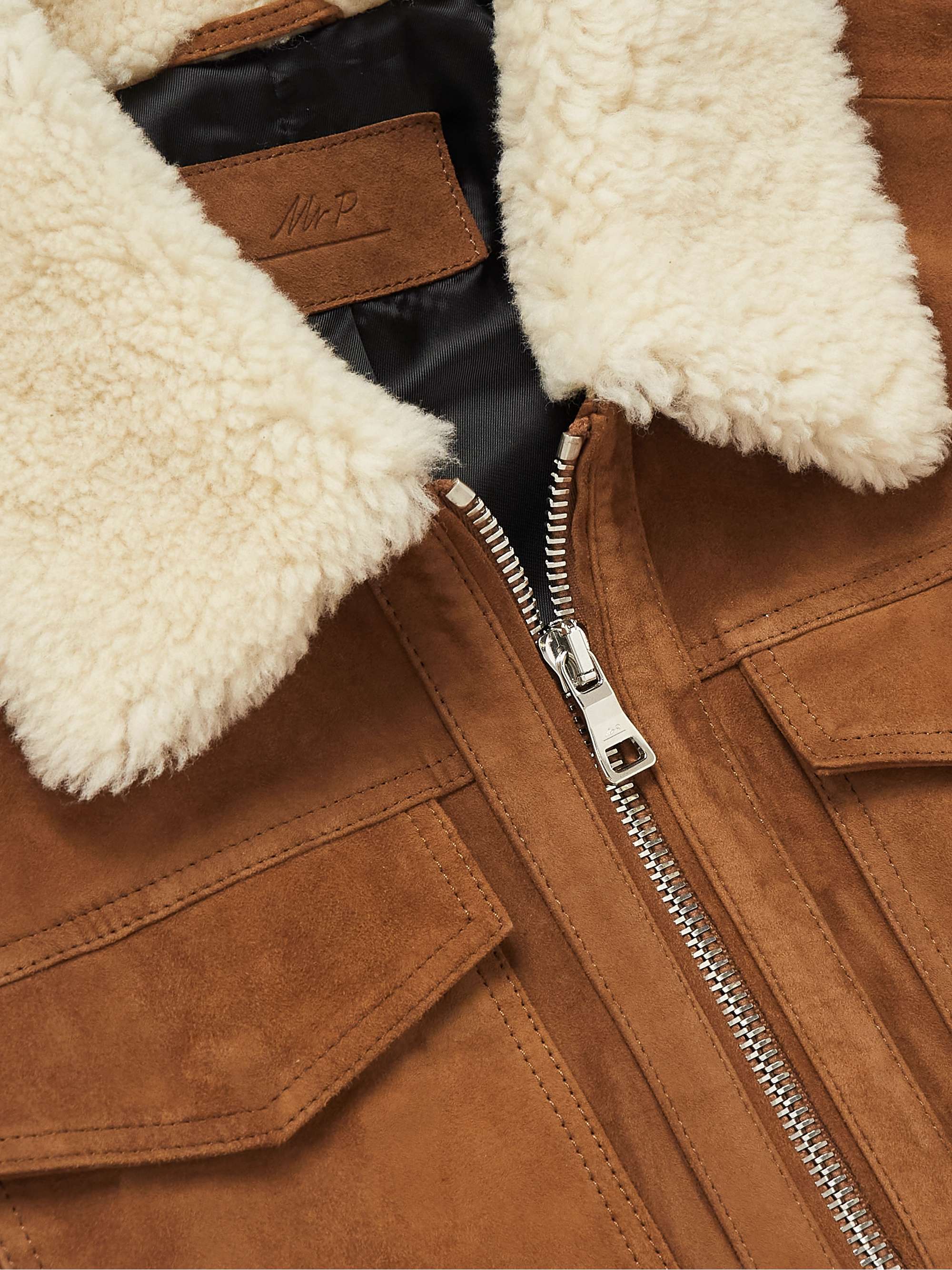 MR P. Shearling-Trimmed Suede Trucker Jacket