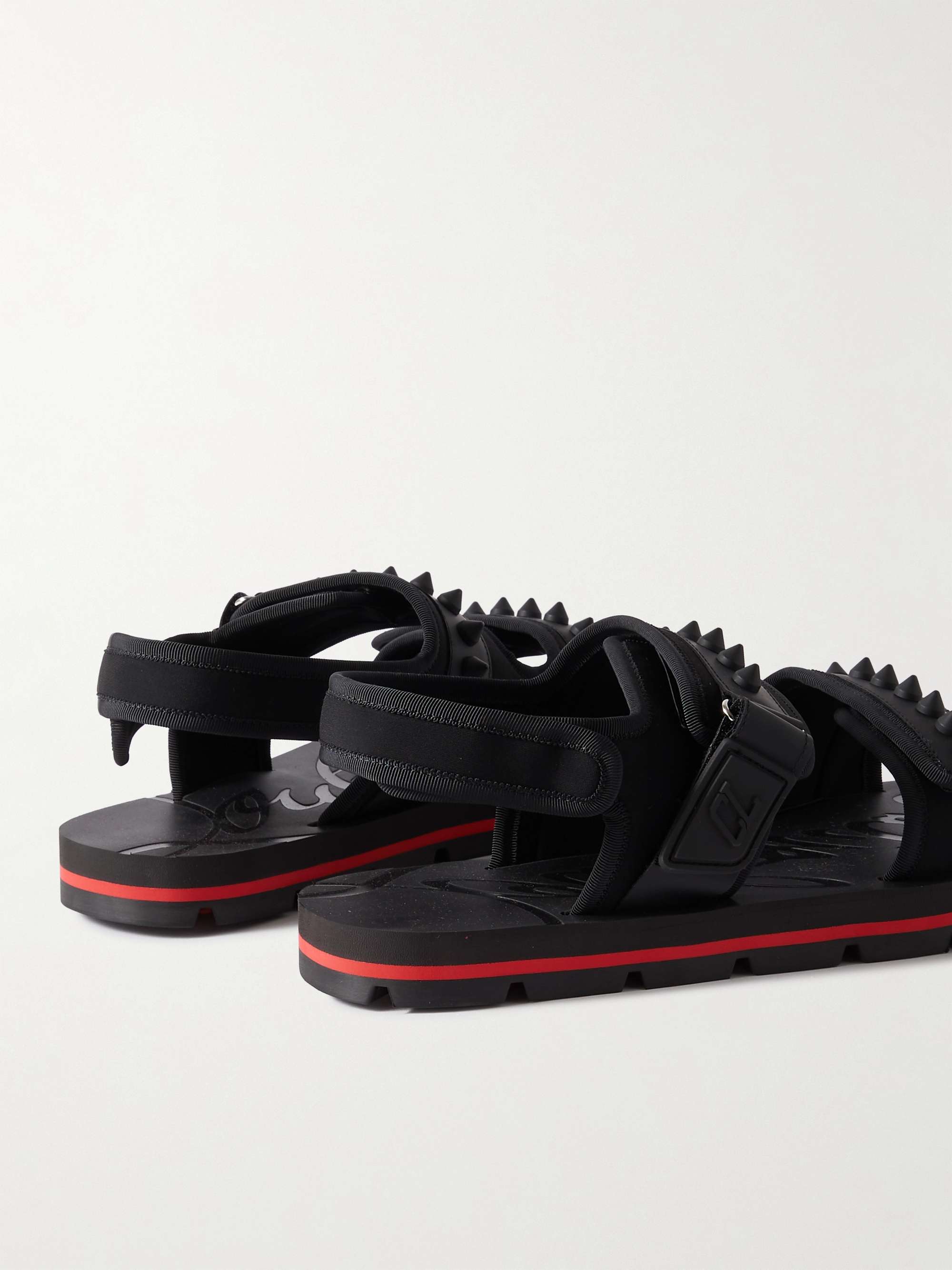 CHRISTIAN LOUBOUTIN Siwa Studded Neoprene, Rubber and Leather Sandals