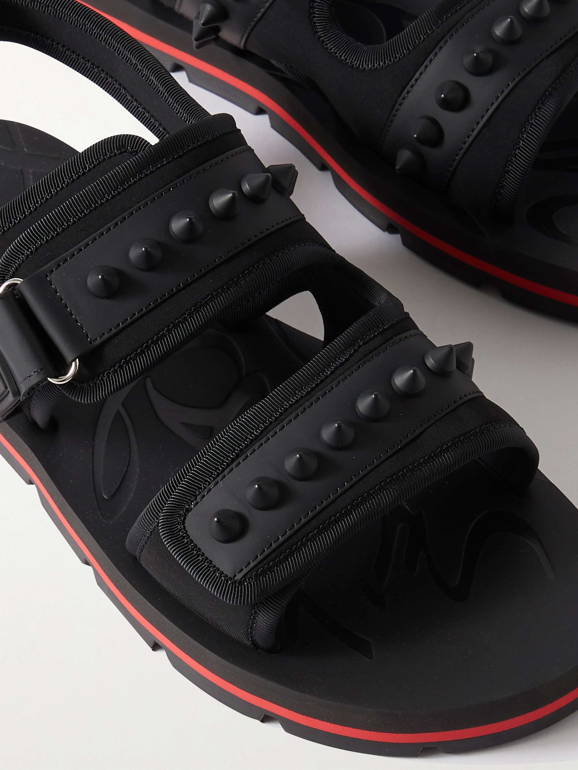 CHRISTIAN LOUBOUTIN Siwa Studded Neoprene, Rubber and Leather Sandals
