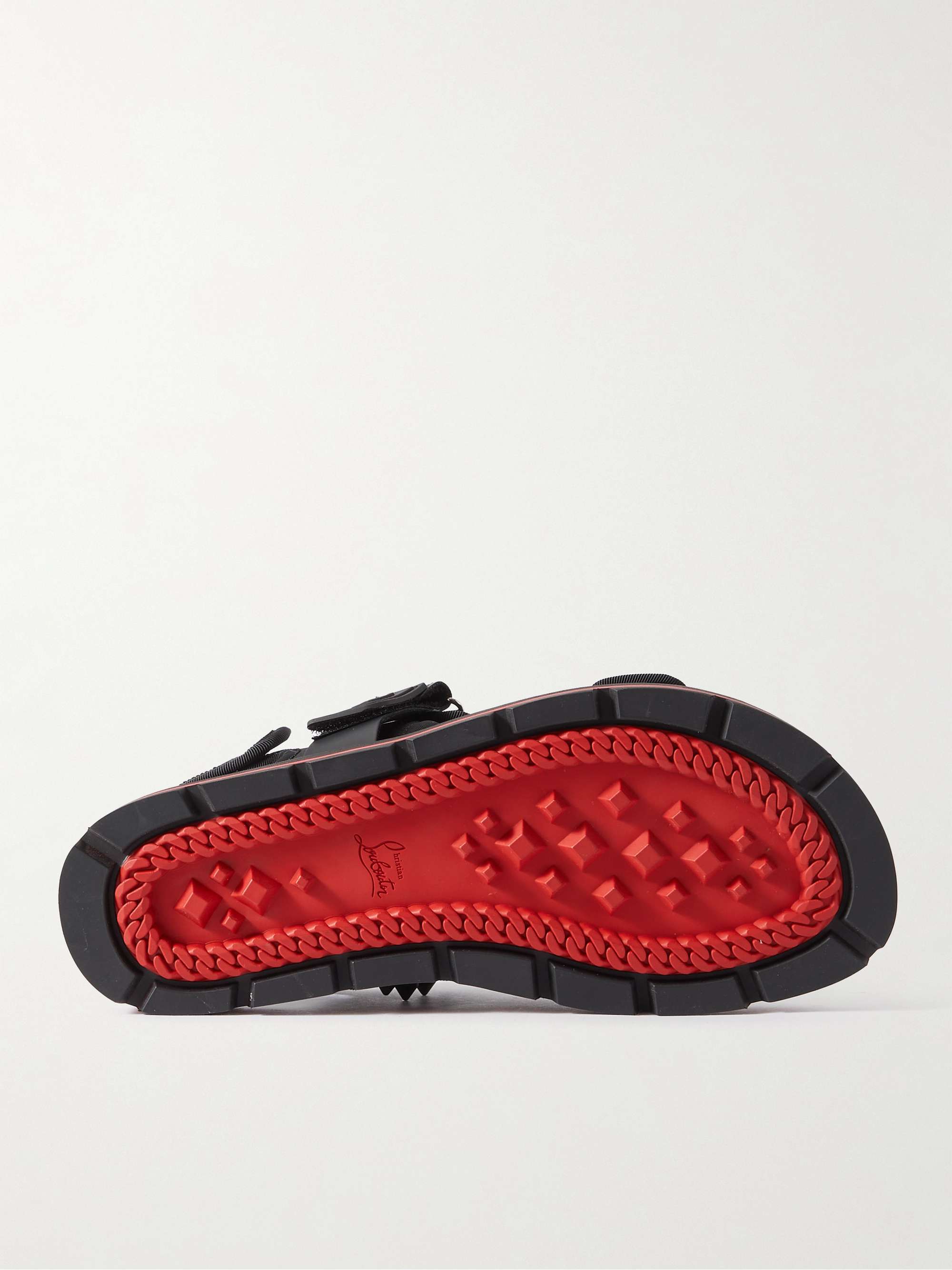 CHRISTIAN LOUBOUTIN Siwa Studded Neoprene, Rubber and Leather Sandals